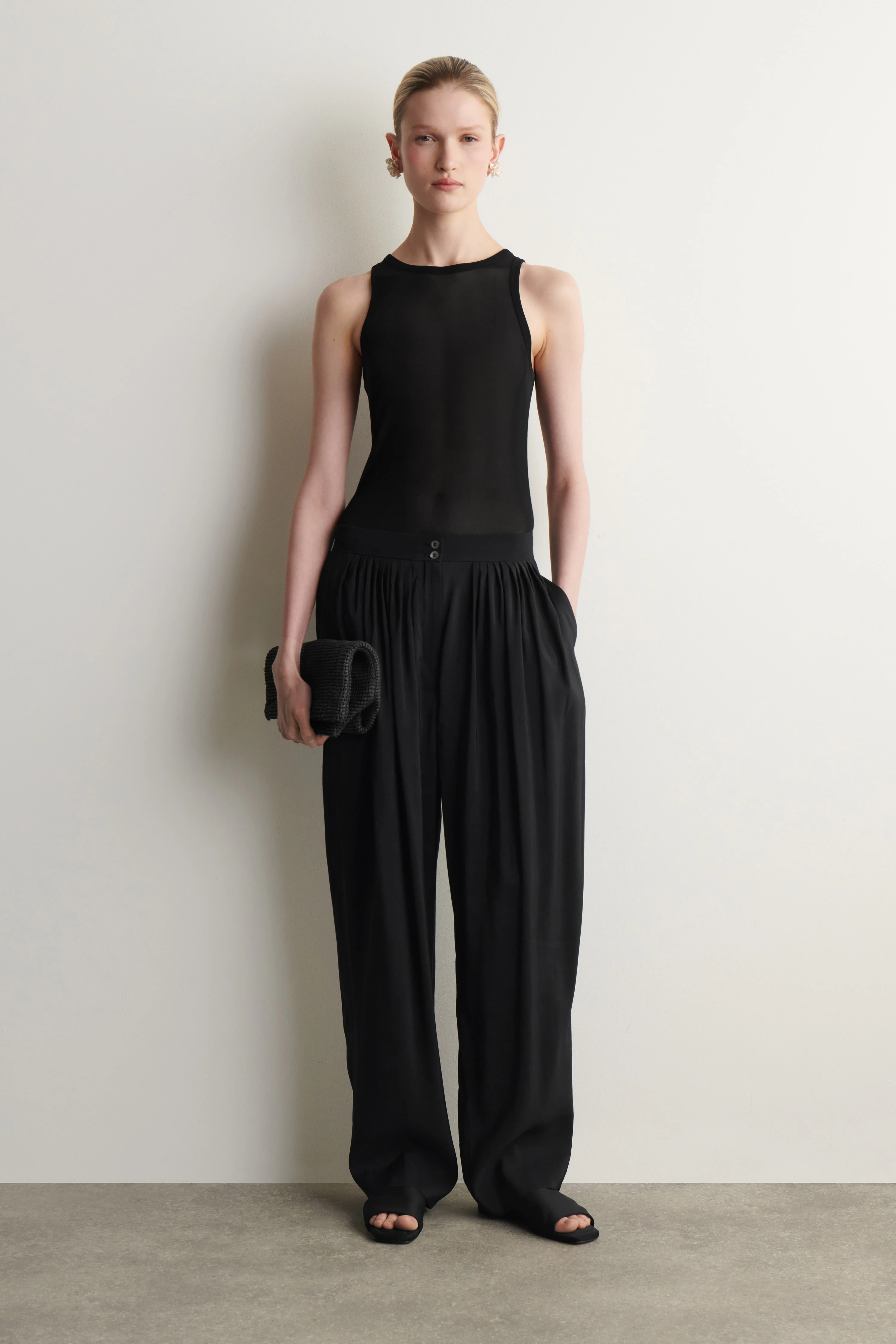 DRAPED PLEATED STRAIGHT-LEG TROUSERS - 1