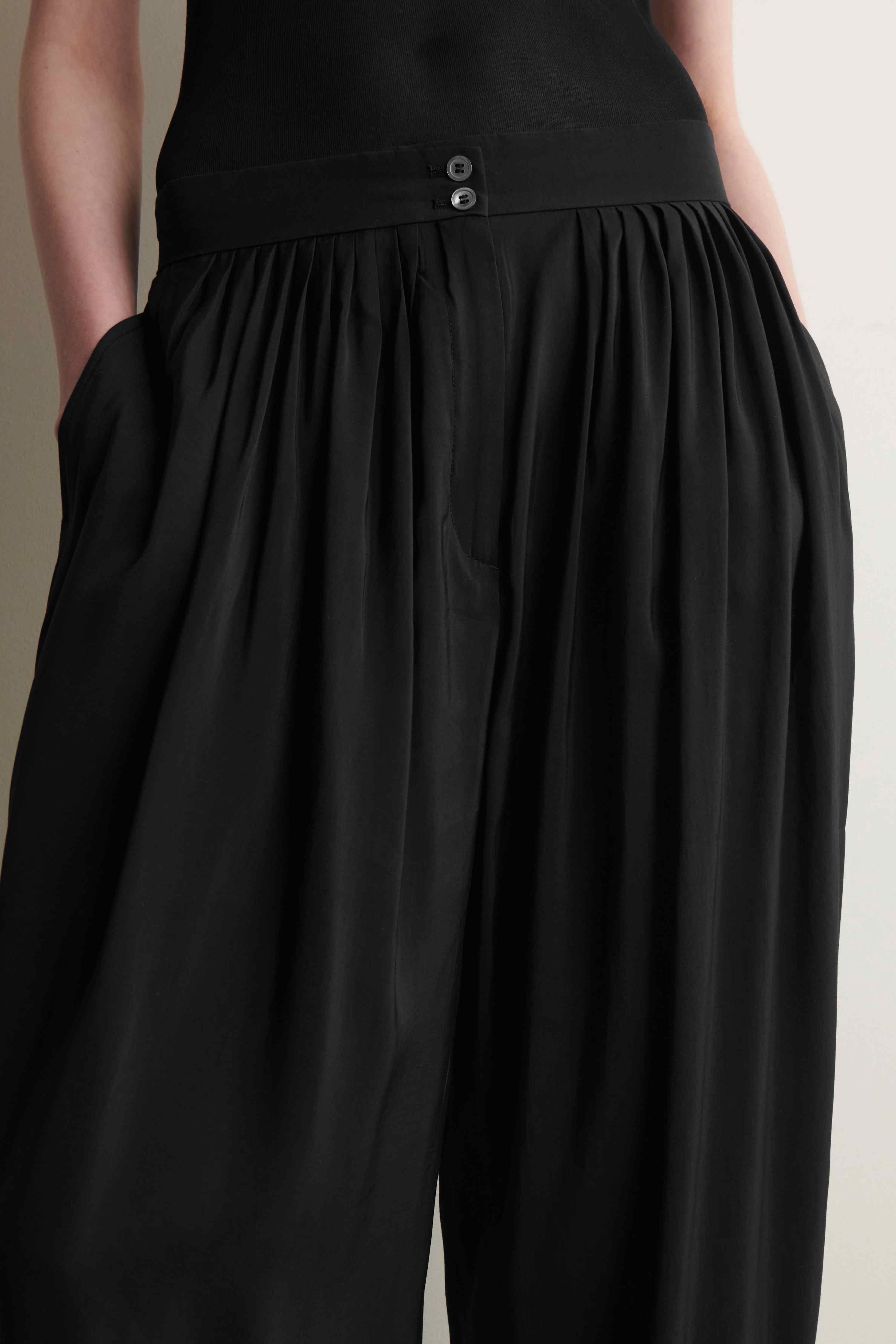 DRAPED PLEATED STRAIGHT-LEG TROUSERS - 4