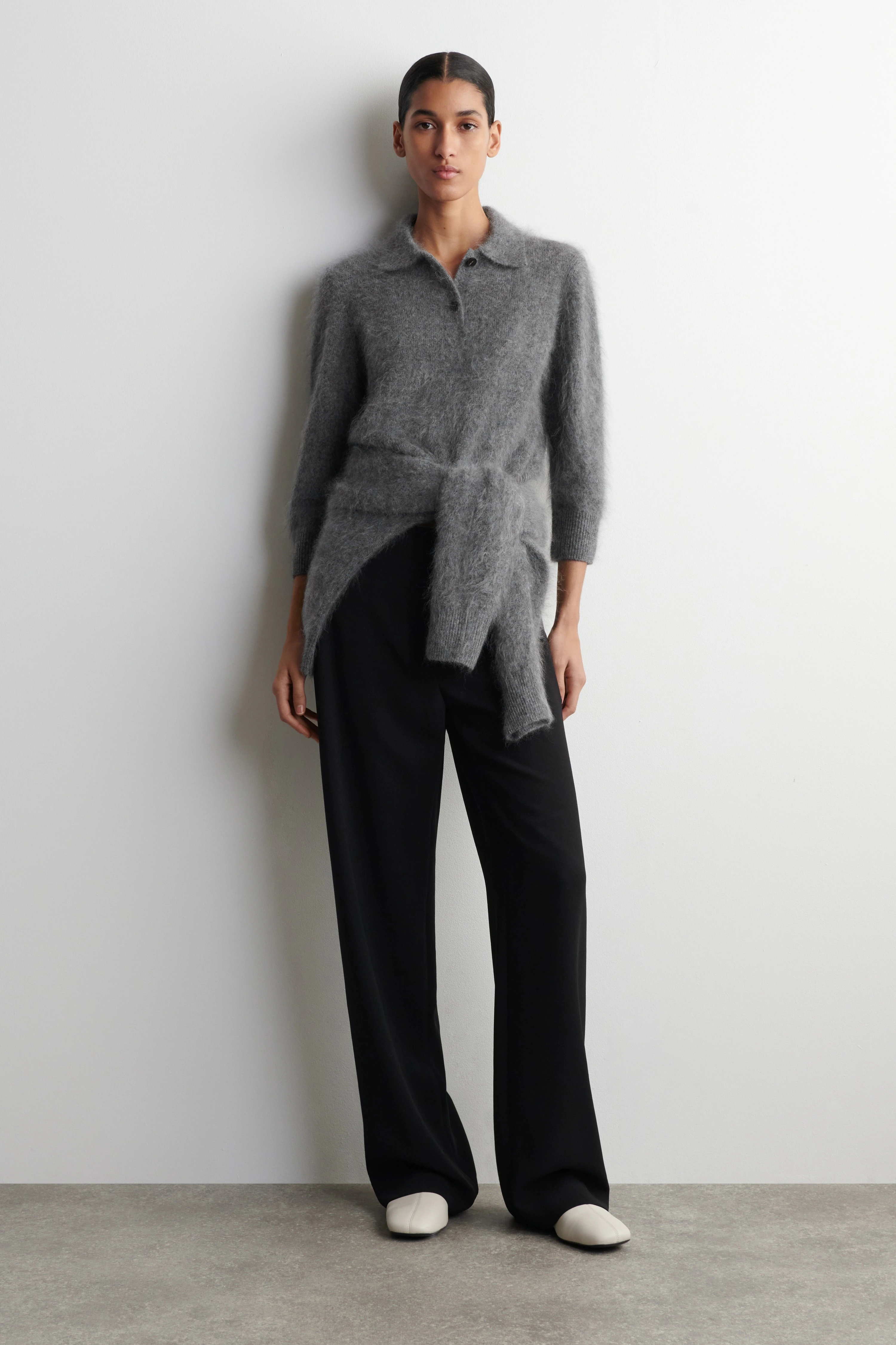 BRUSHED MERINO WOOL POLO JUMPER - 3