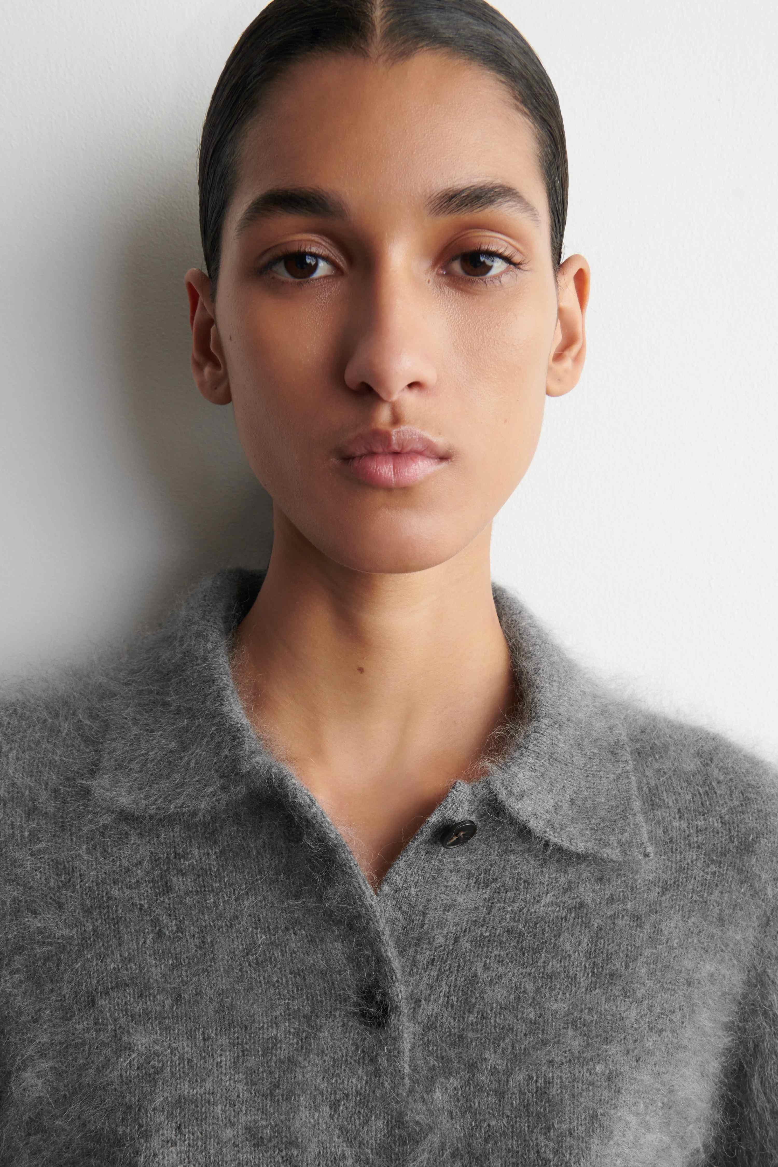 BRUSHED MERINO WOOL POLO JUMPER - 5