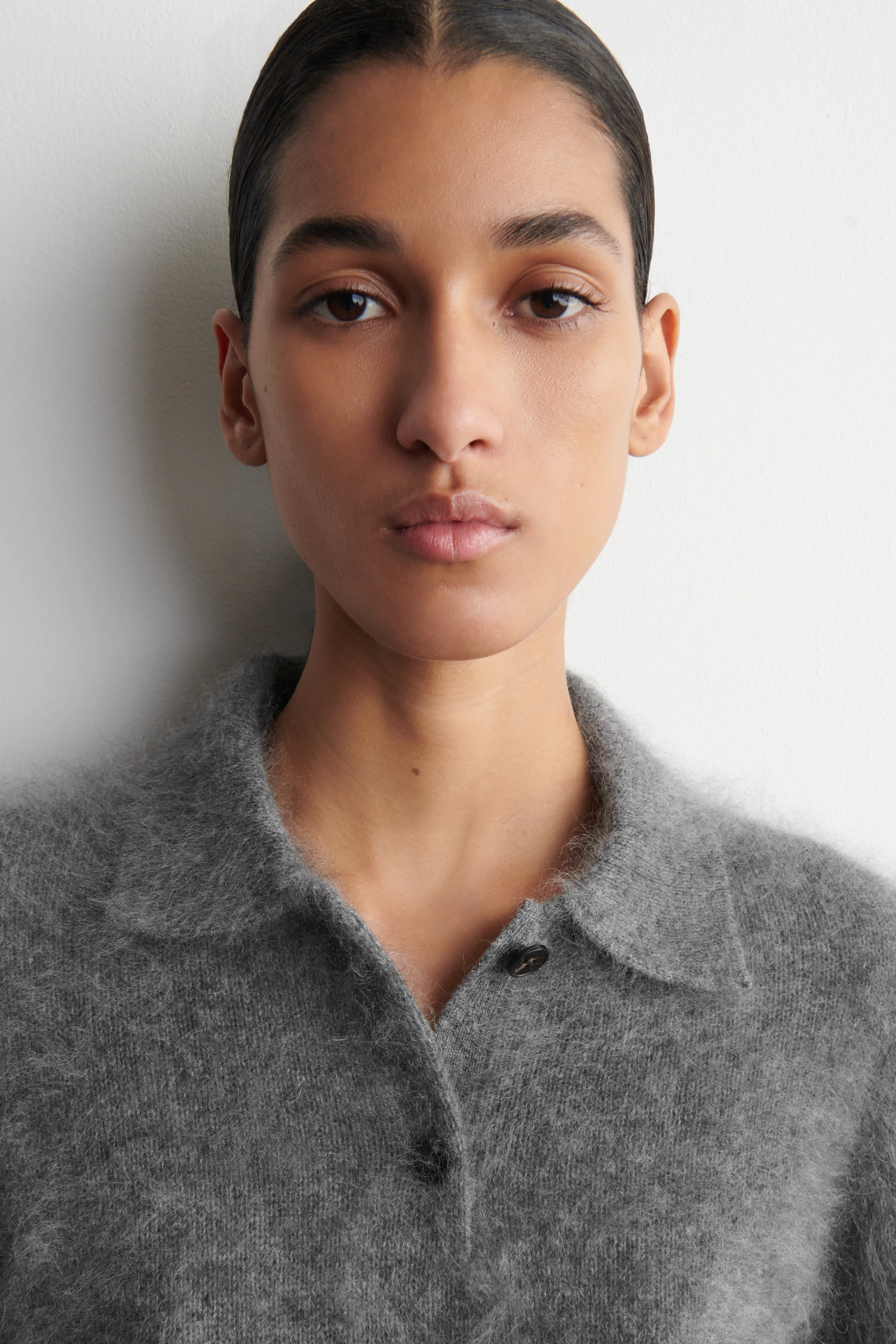 BRUSHED MERINO WOOL POLO JUMPER - 5