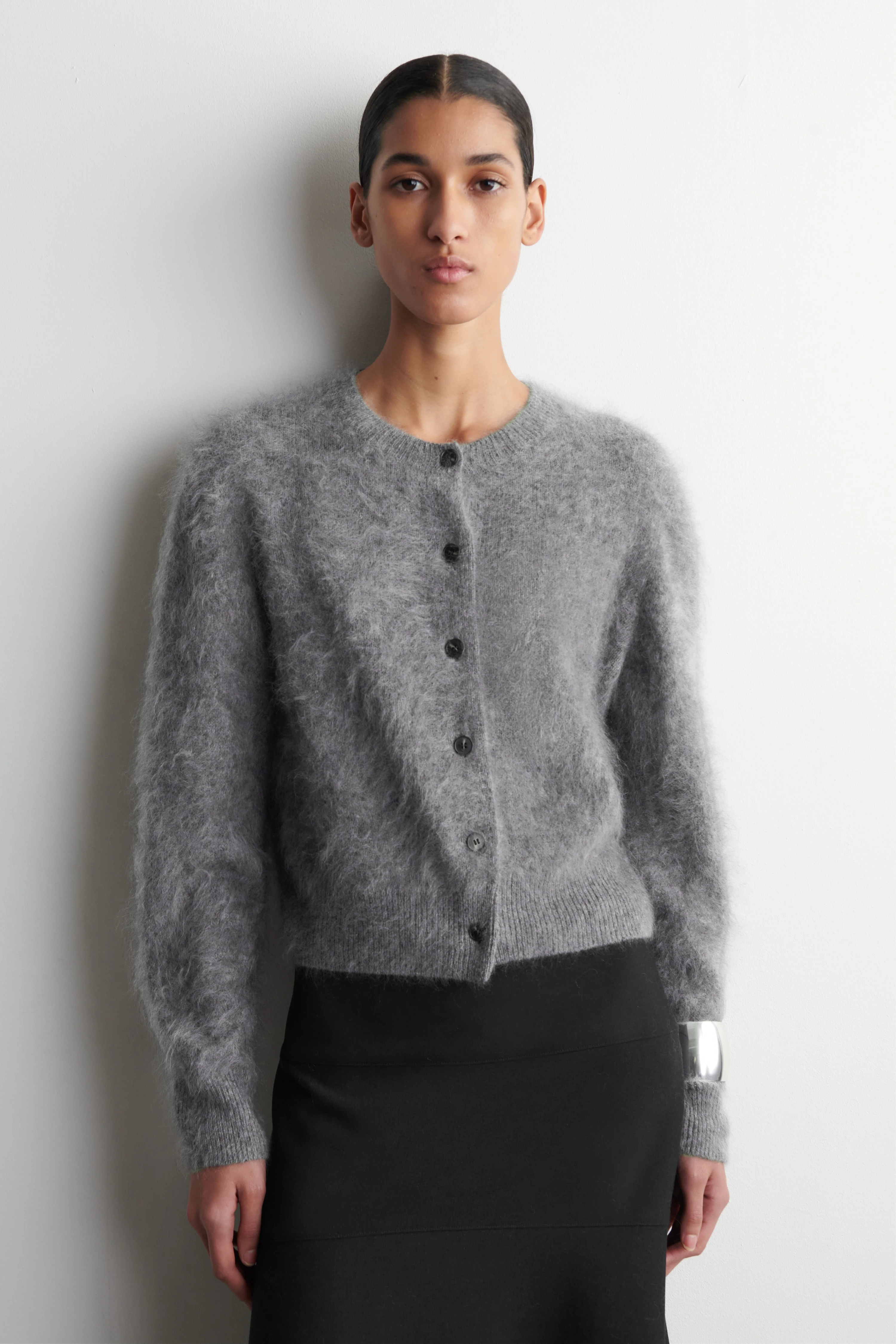 BRUSHED MERINO WOOL CARDIGAN - 1
