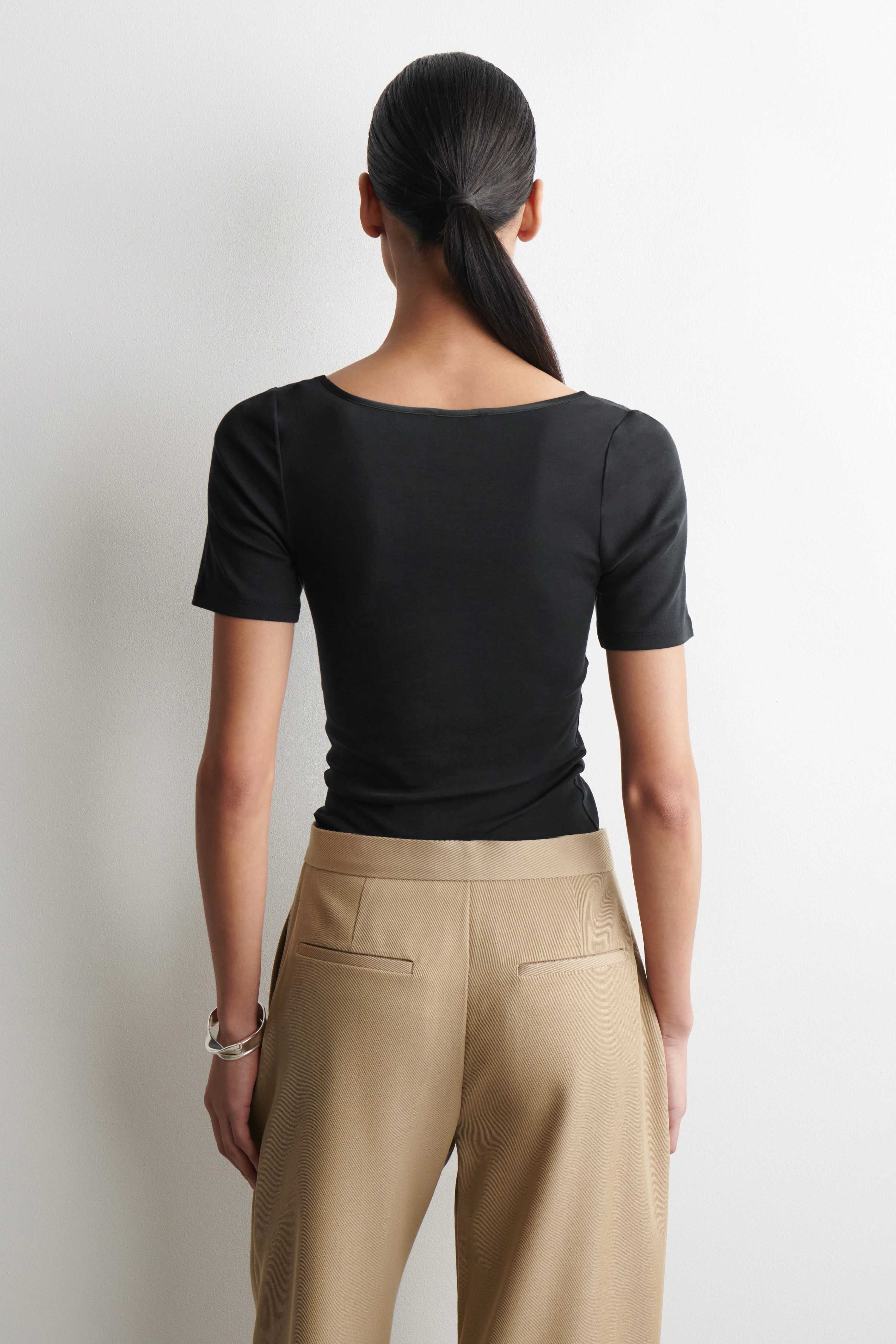 SATIN-TRIMMED COTTON-JERSEY T-SHIRT - 2