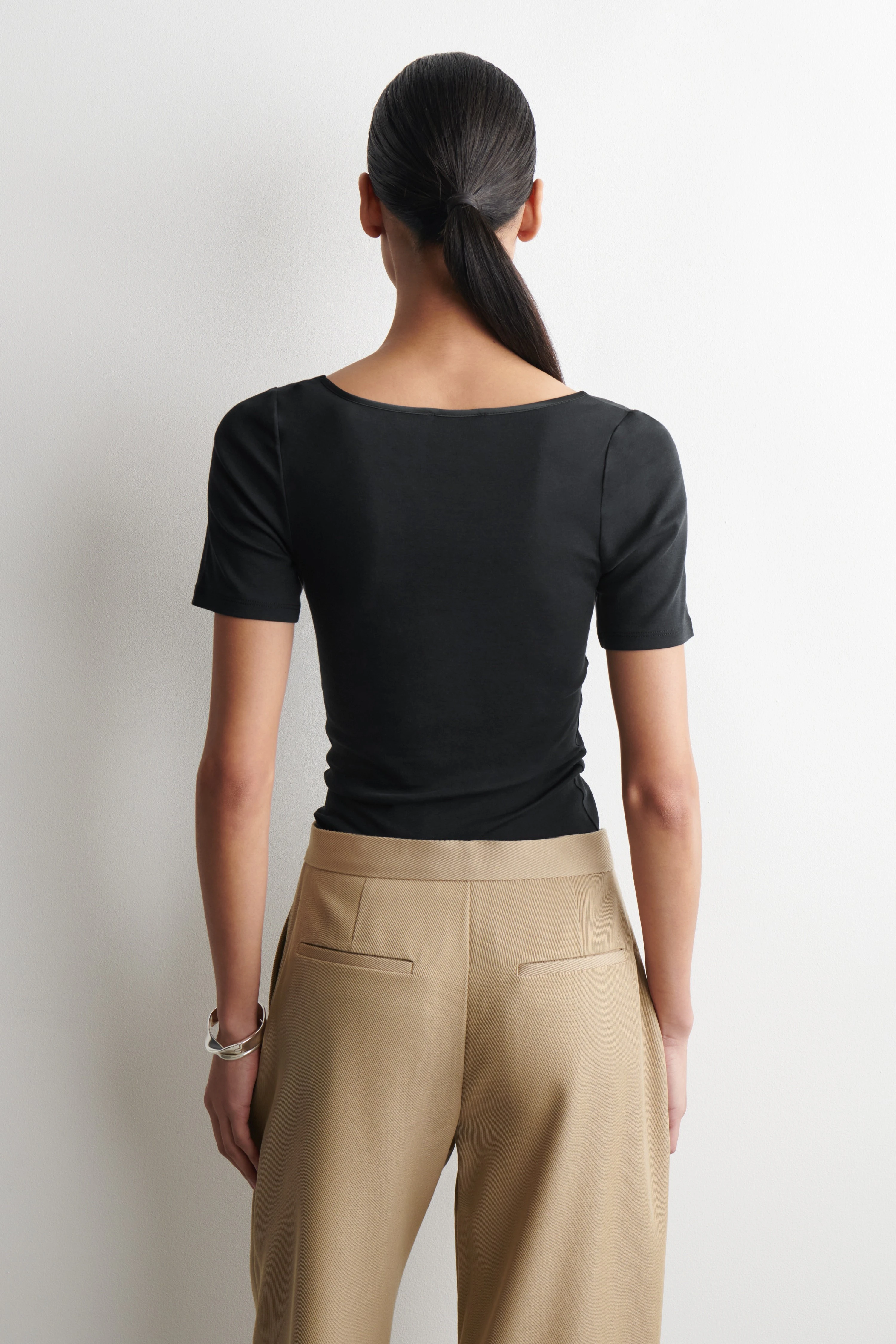 SATIN-TRIMMED COTTON-JERSEY T-SHIRT - 2