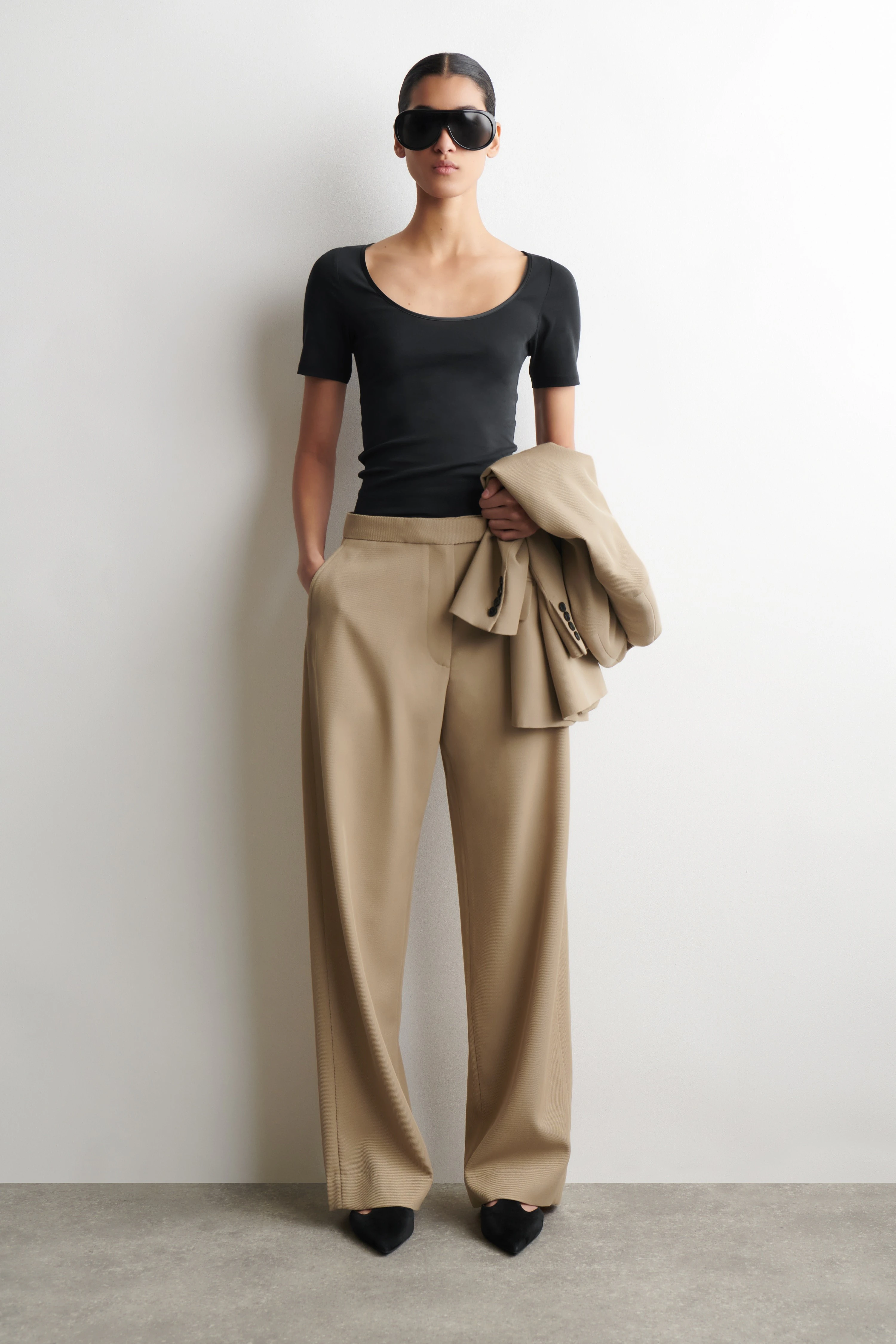 SATIN-TRIMMED COTTON-JERSEY T-SHIRT - 3