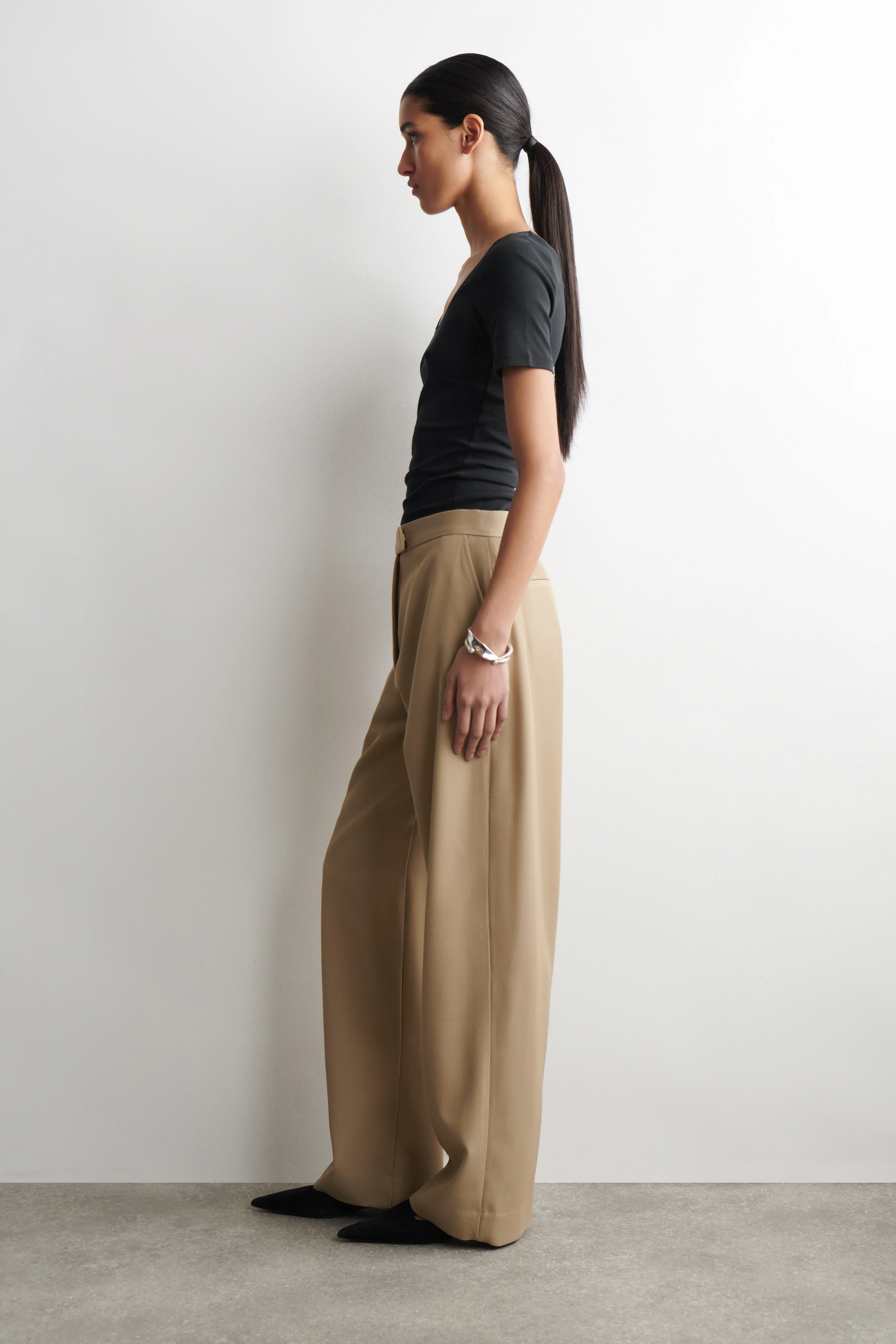 SATIN-TRIMMED COTTON-JERSEY T-SHIRT - 4