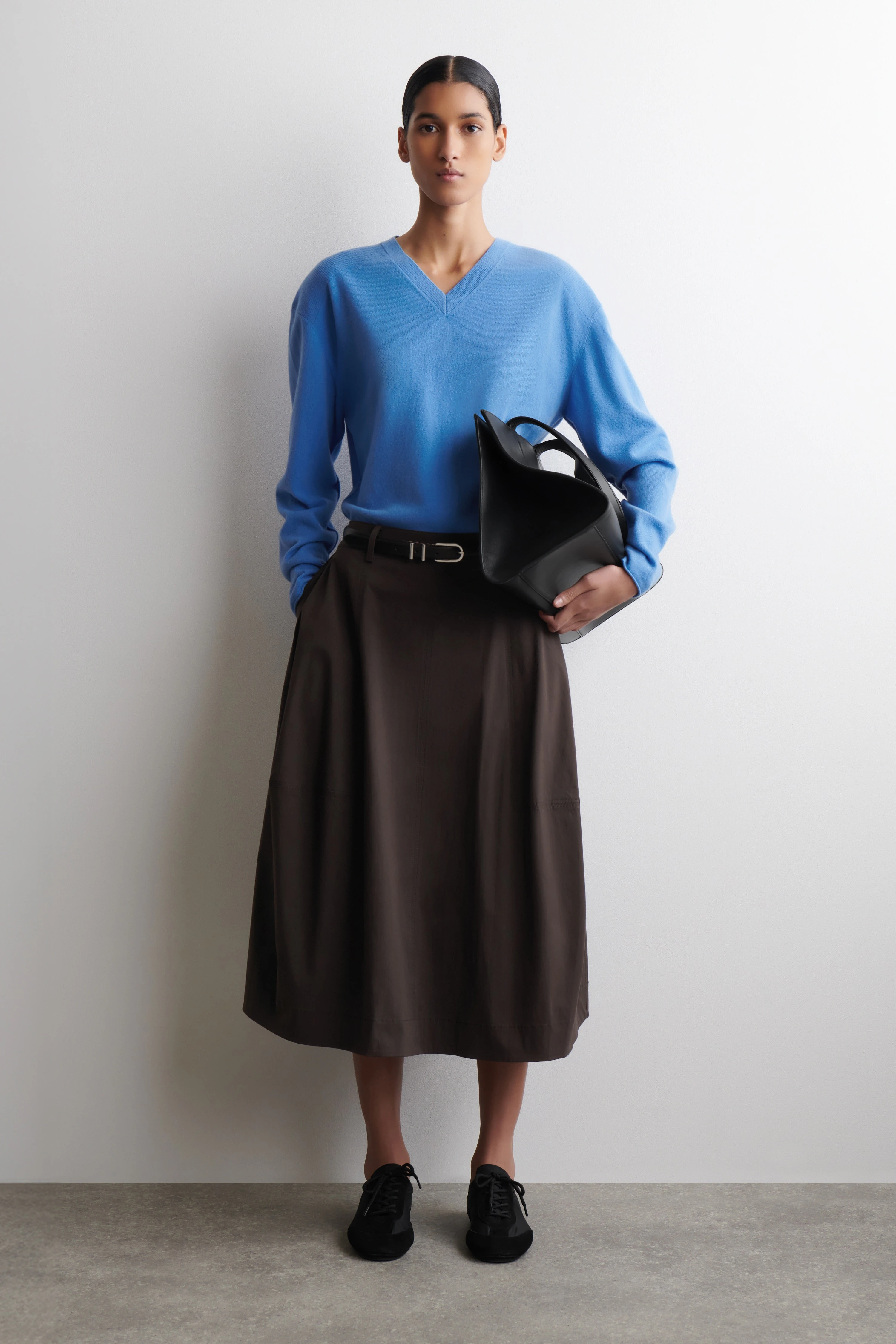 VOLUMINOUS COTTON MIDI SKIRT - 1