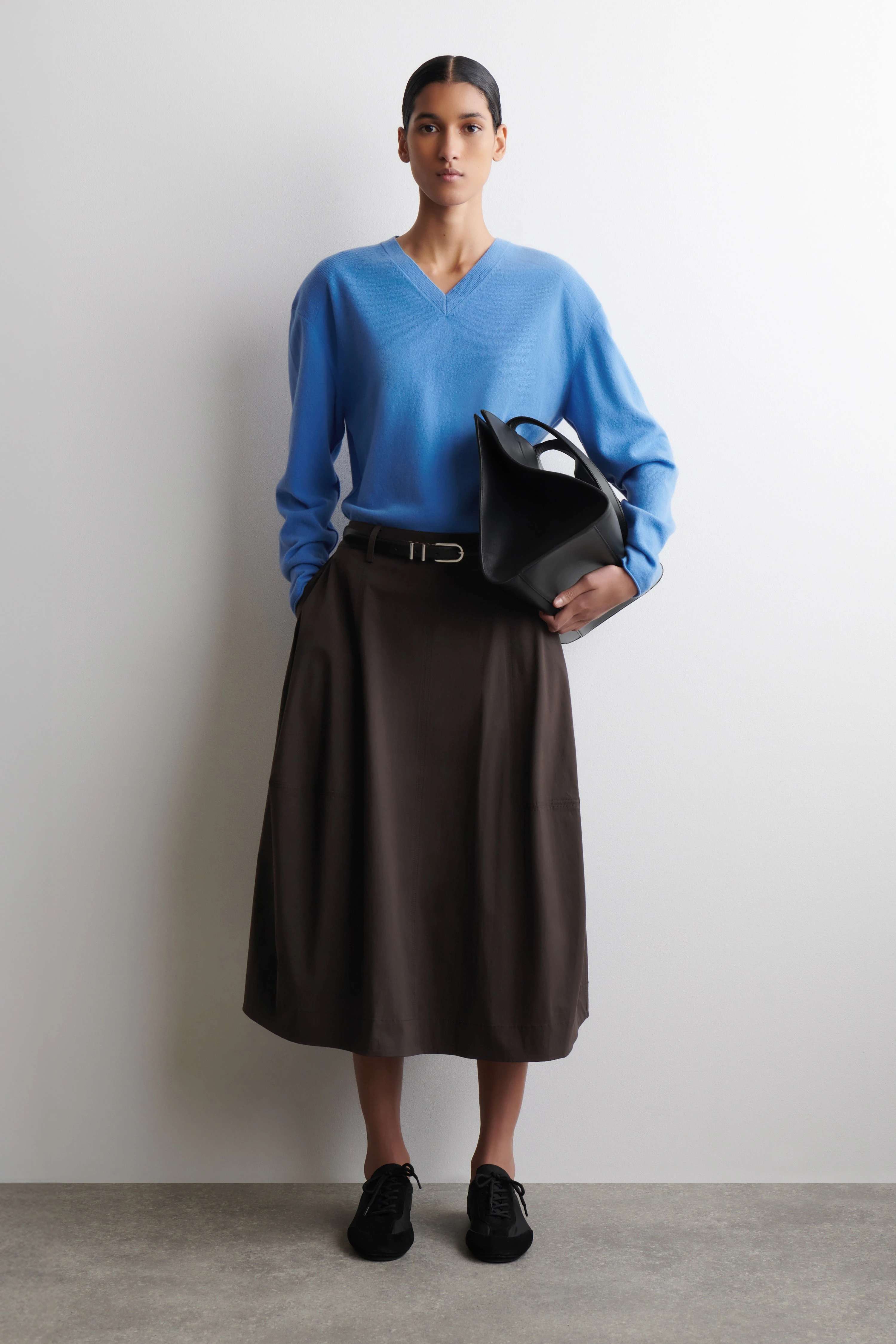 VOLUMINOUS COTTON MIDI SKIRT - 1