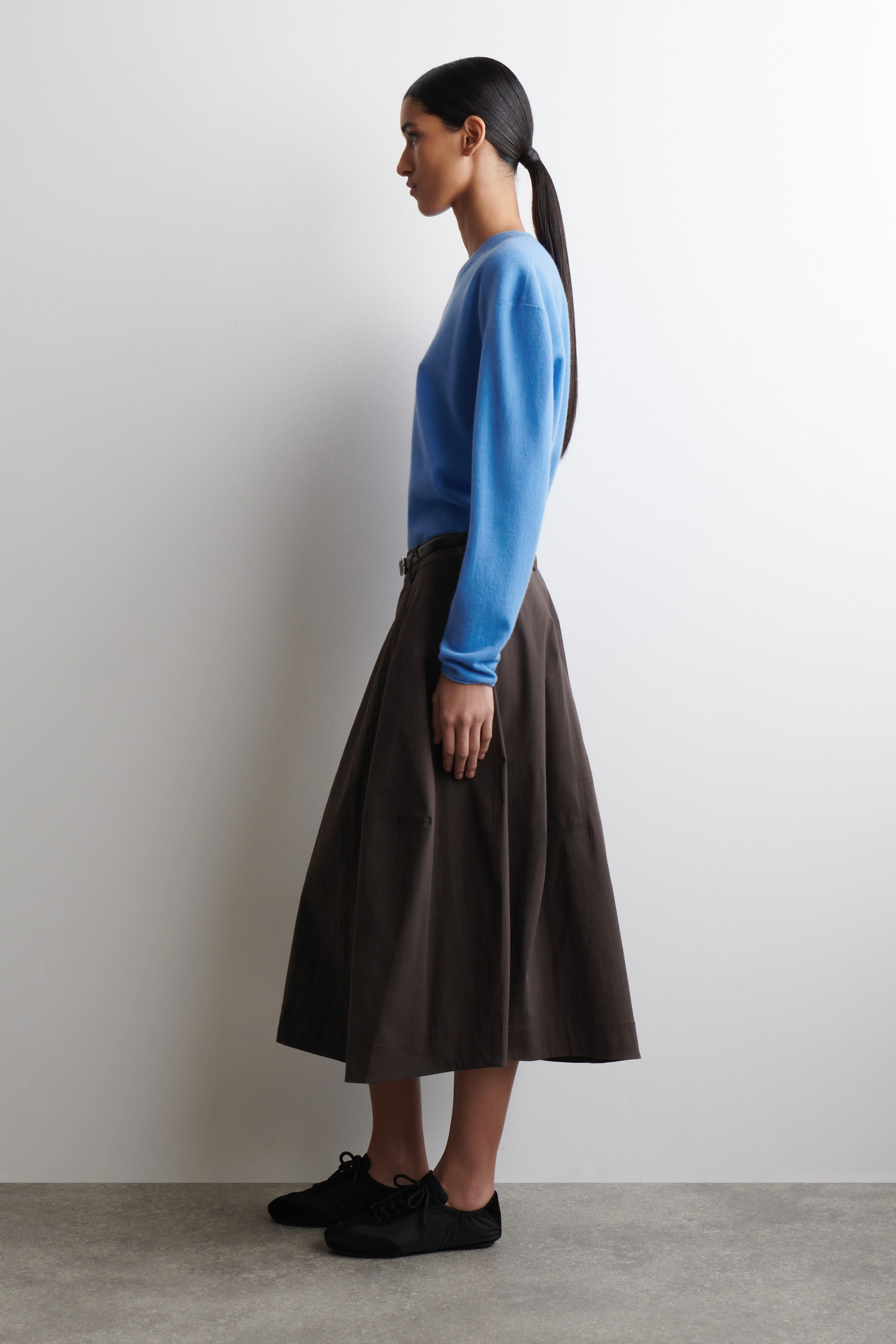 VOLUMINOUS COTTON MIDI SKIRT - 4