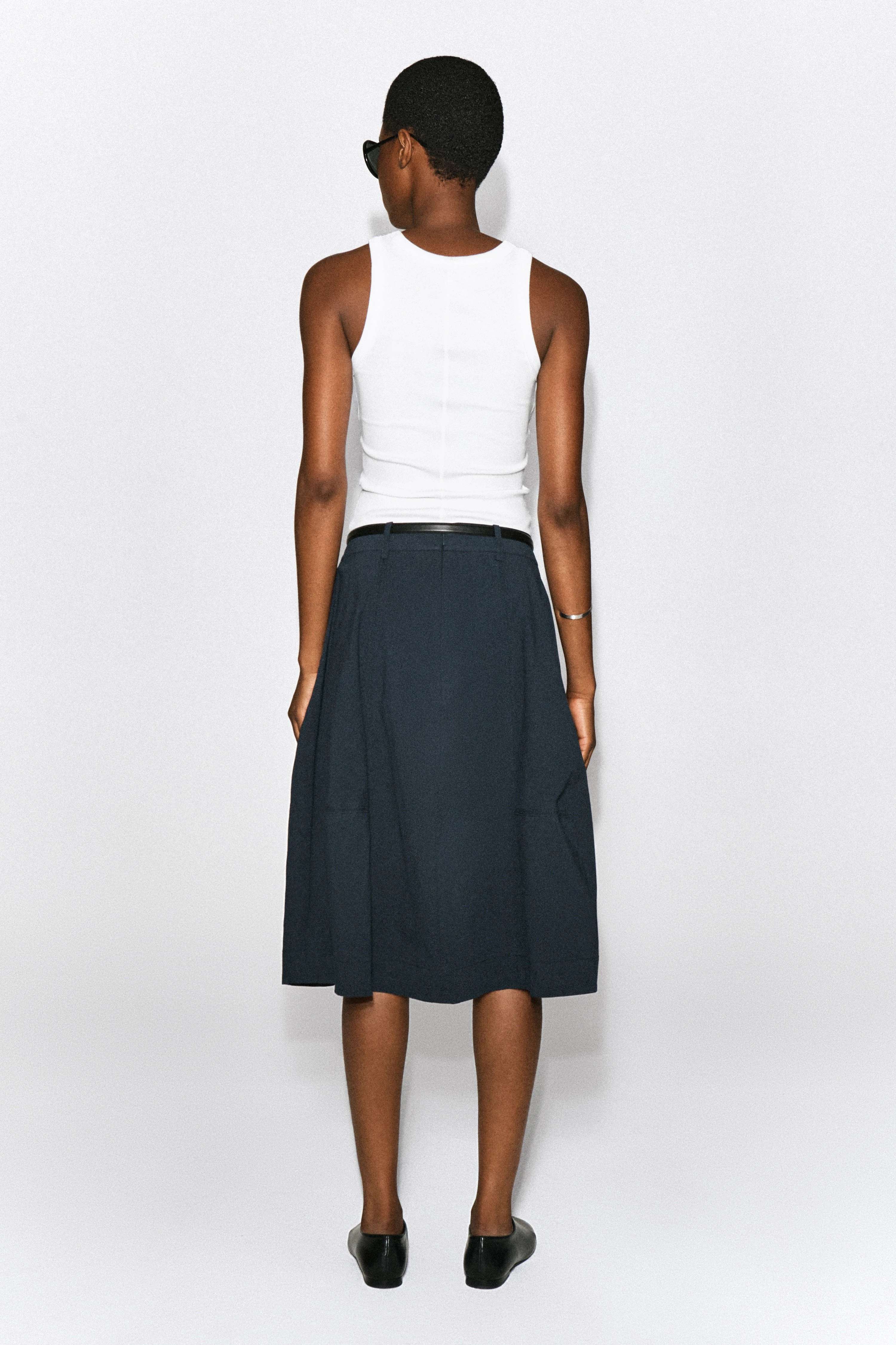 VOLUMINOUS COTTON MIDI SKIRT - 2