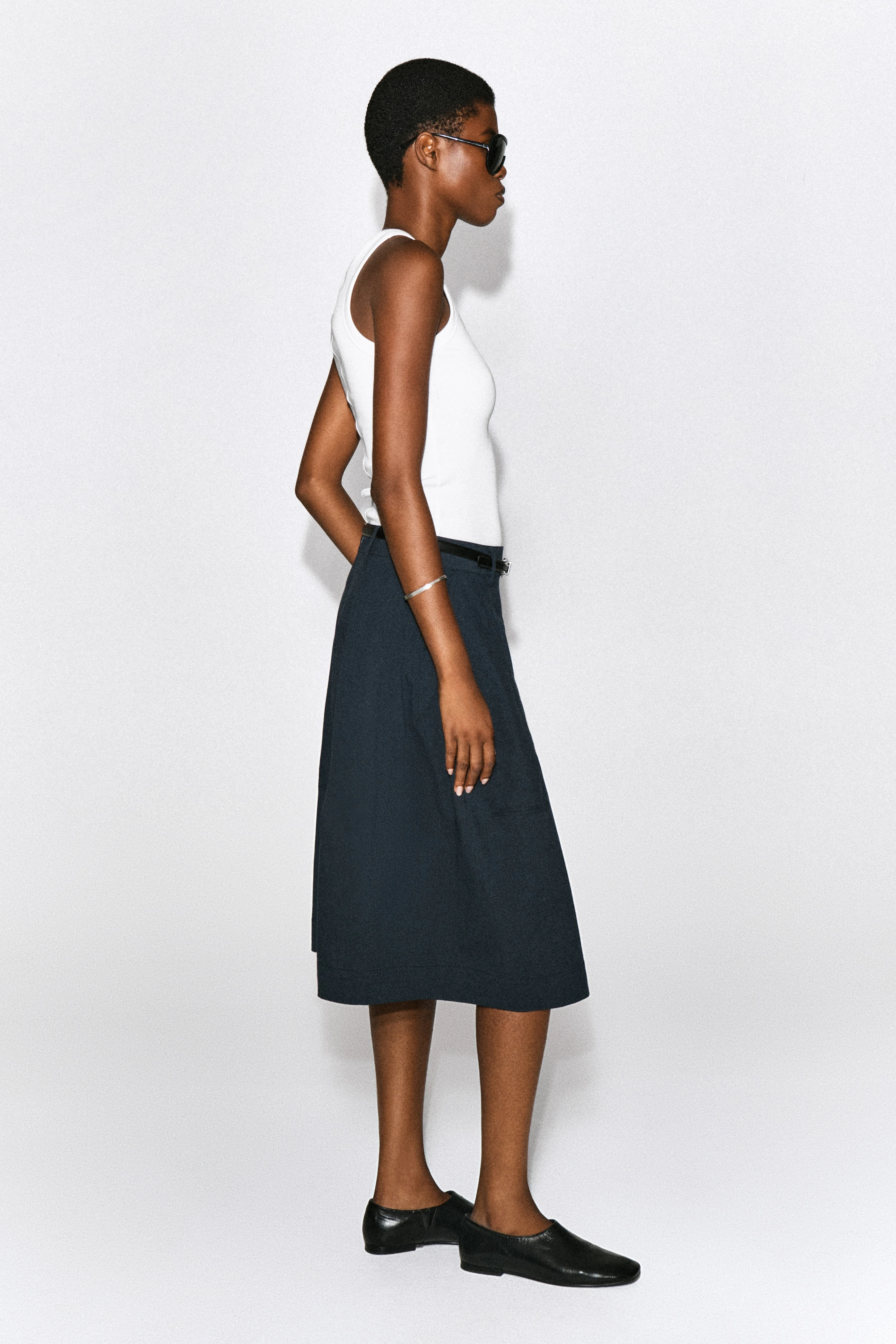 VOLUMINOUS COTTON MIDI SKIRT - 4