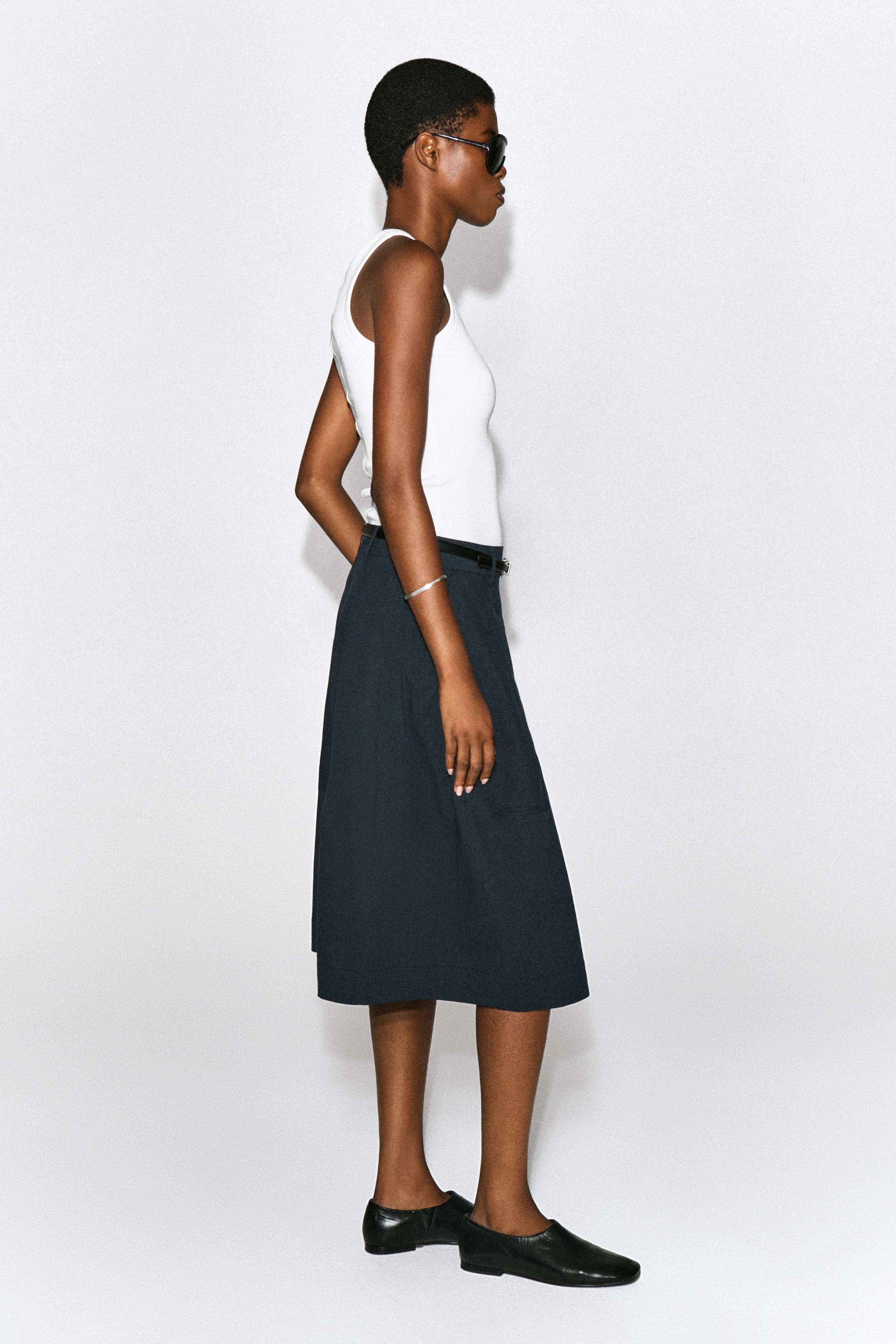 VOLUMINOUS COTTON MIDI SKIRT - 4