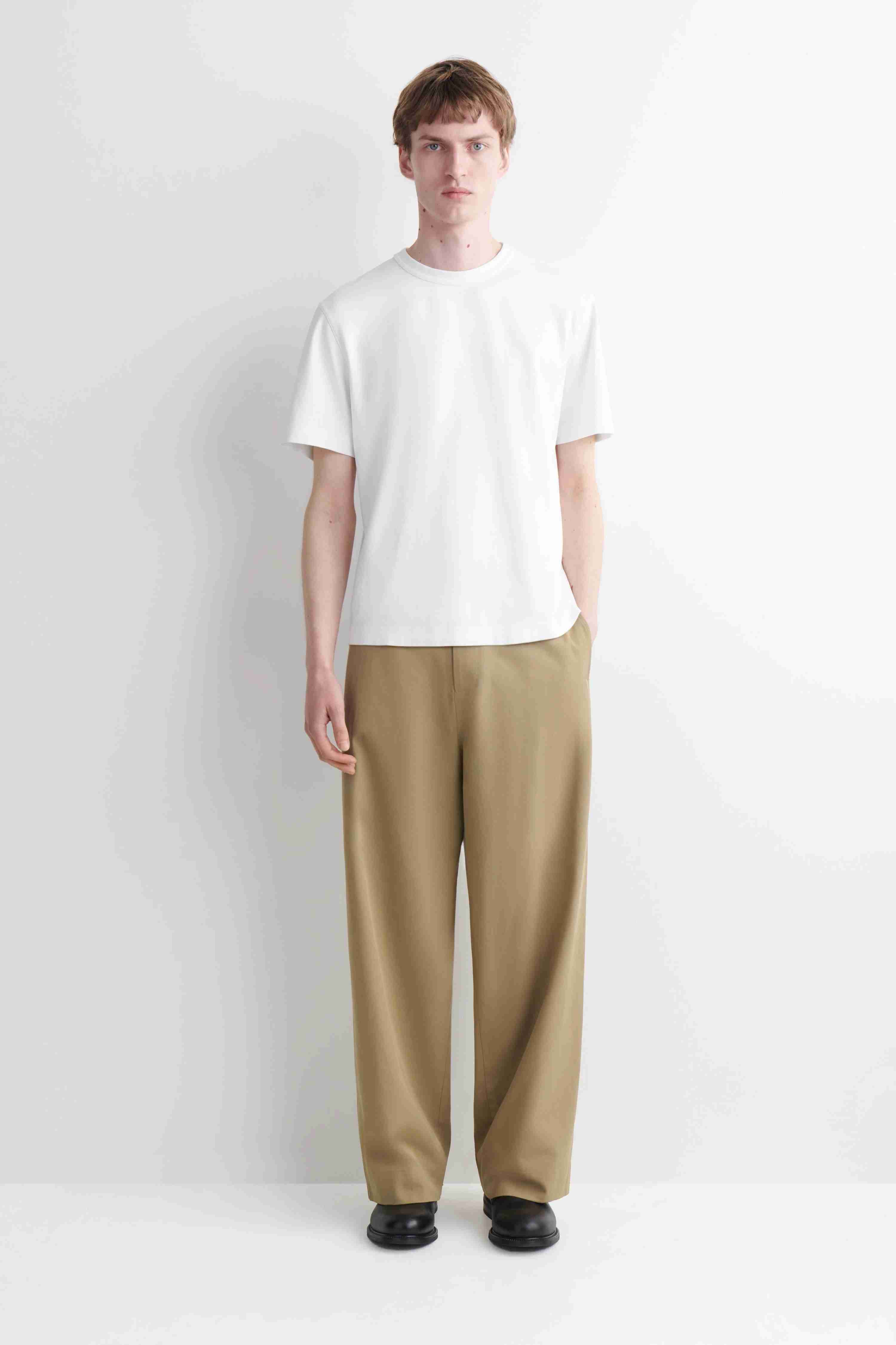 COTTON WIDE-LEG CHINOS - 1