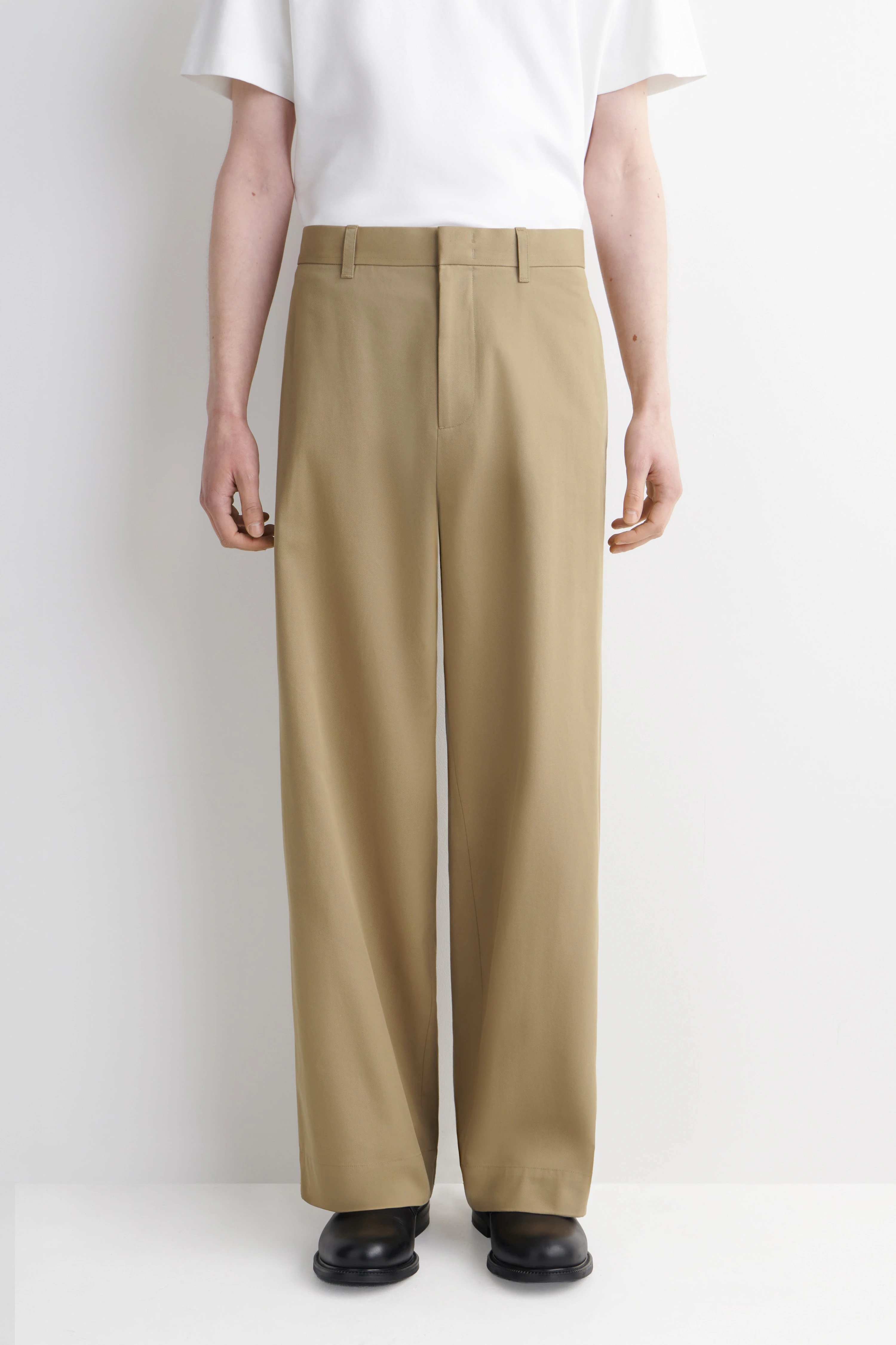 COTTON WIDE-LEG CHINOS - 4