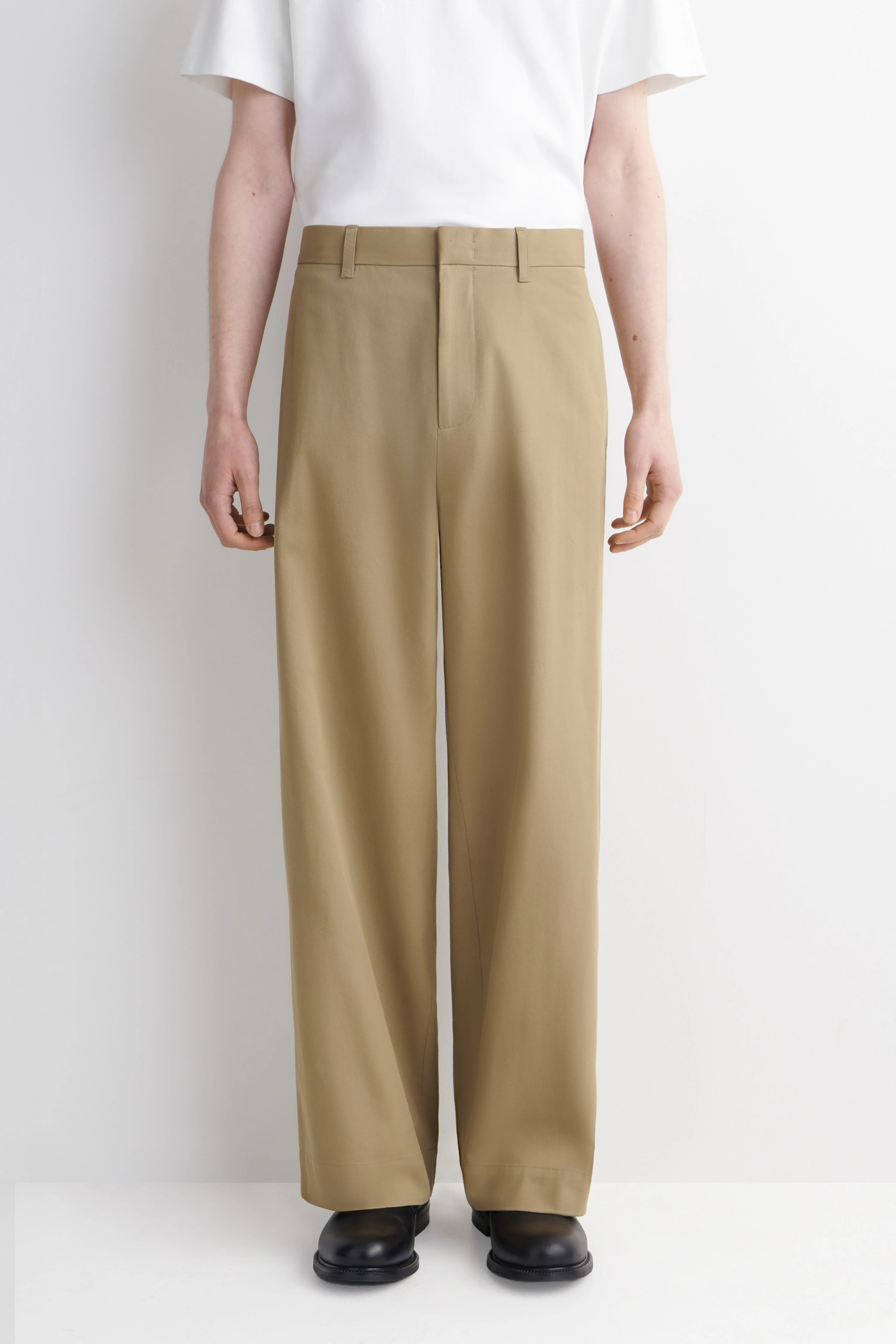 COTTON WIDE-LEG CHINOS - 4