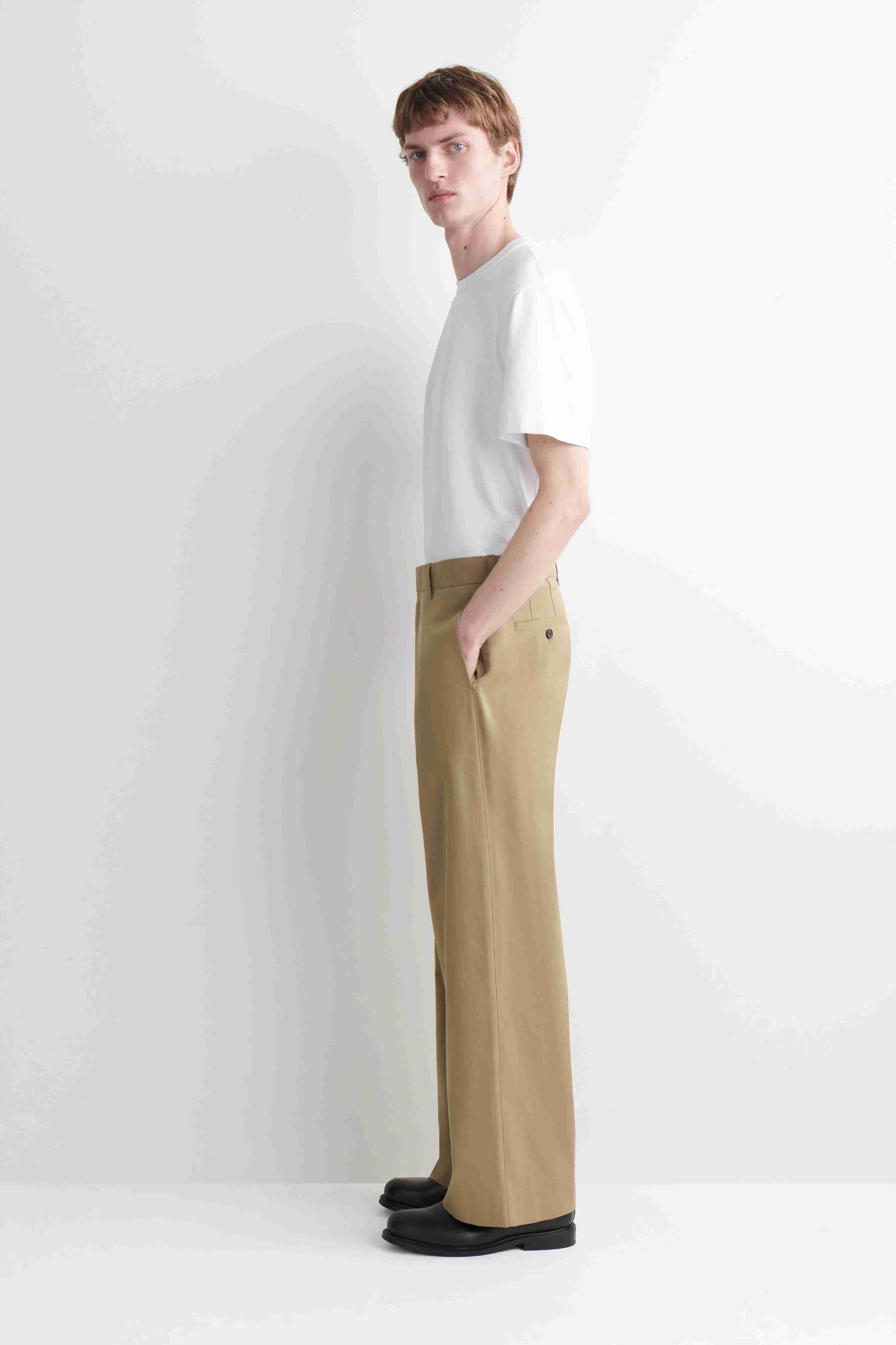 COTTON WIDE-LEG CHINOS - 5