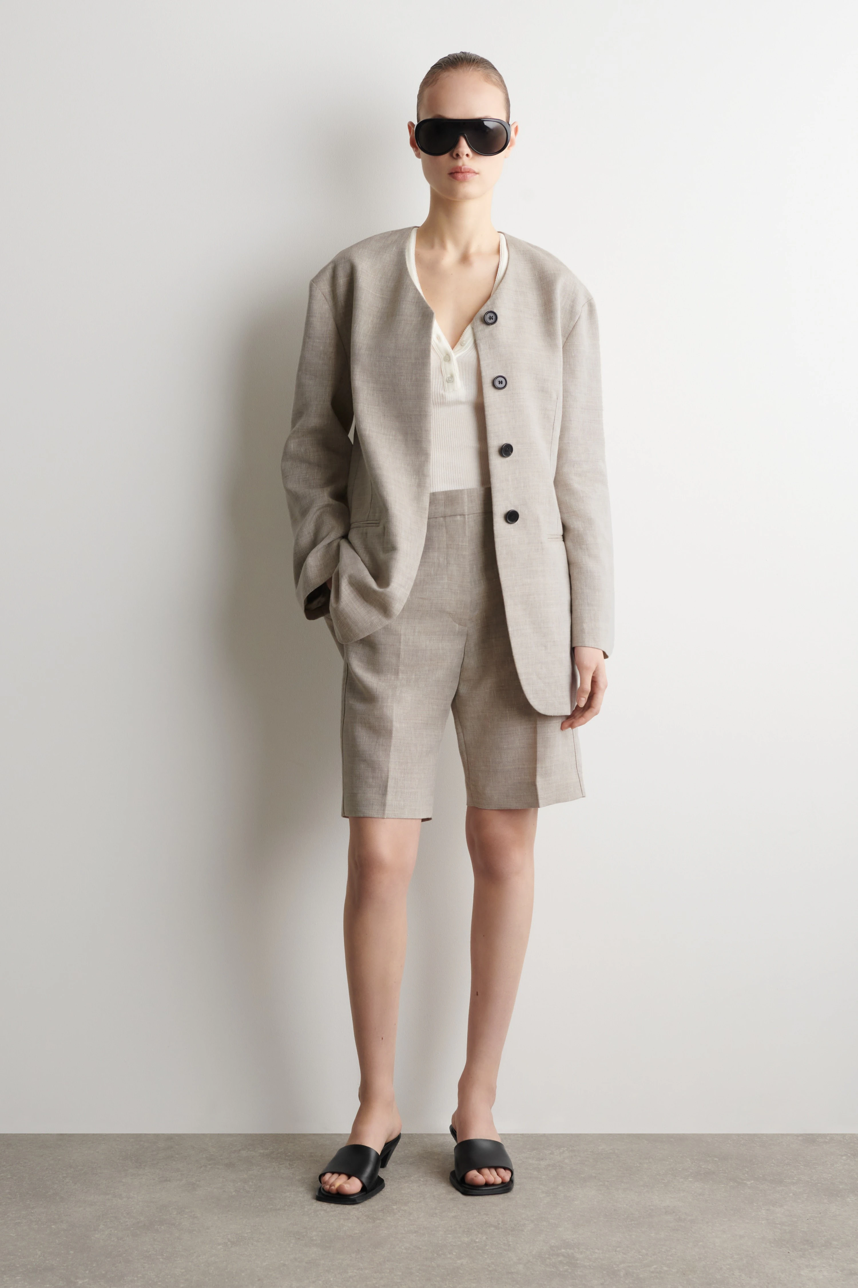 TAILORED LINEN SHORTS - 1