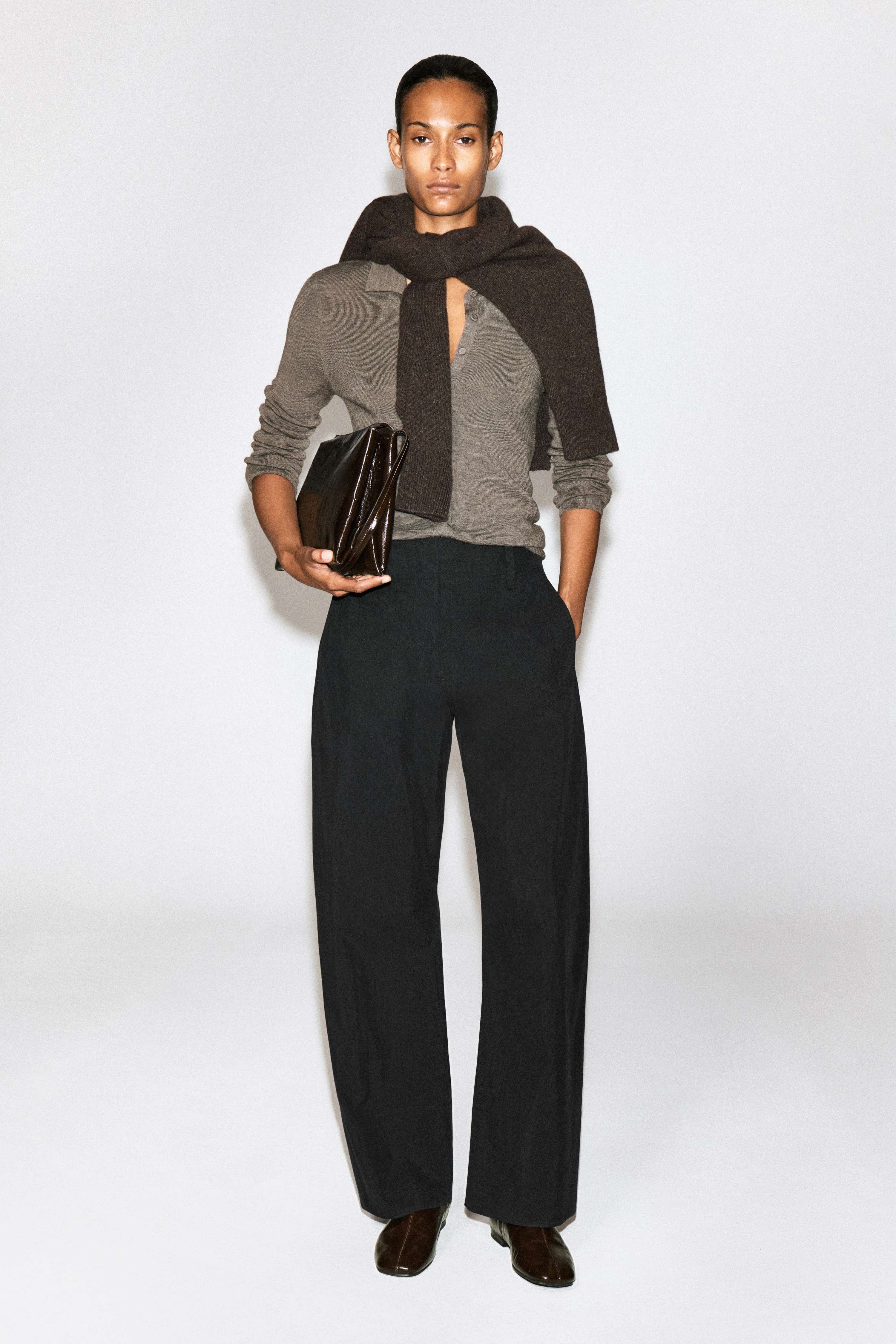 BARREL-LEG PIMA COTTON TROUSERS