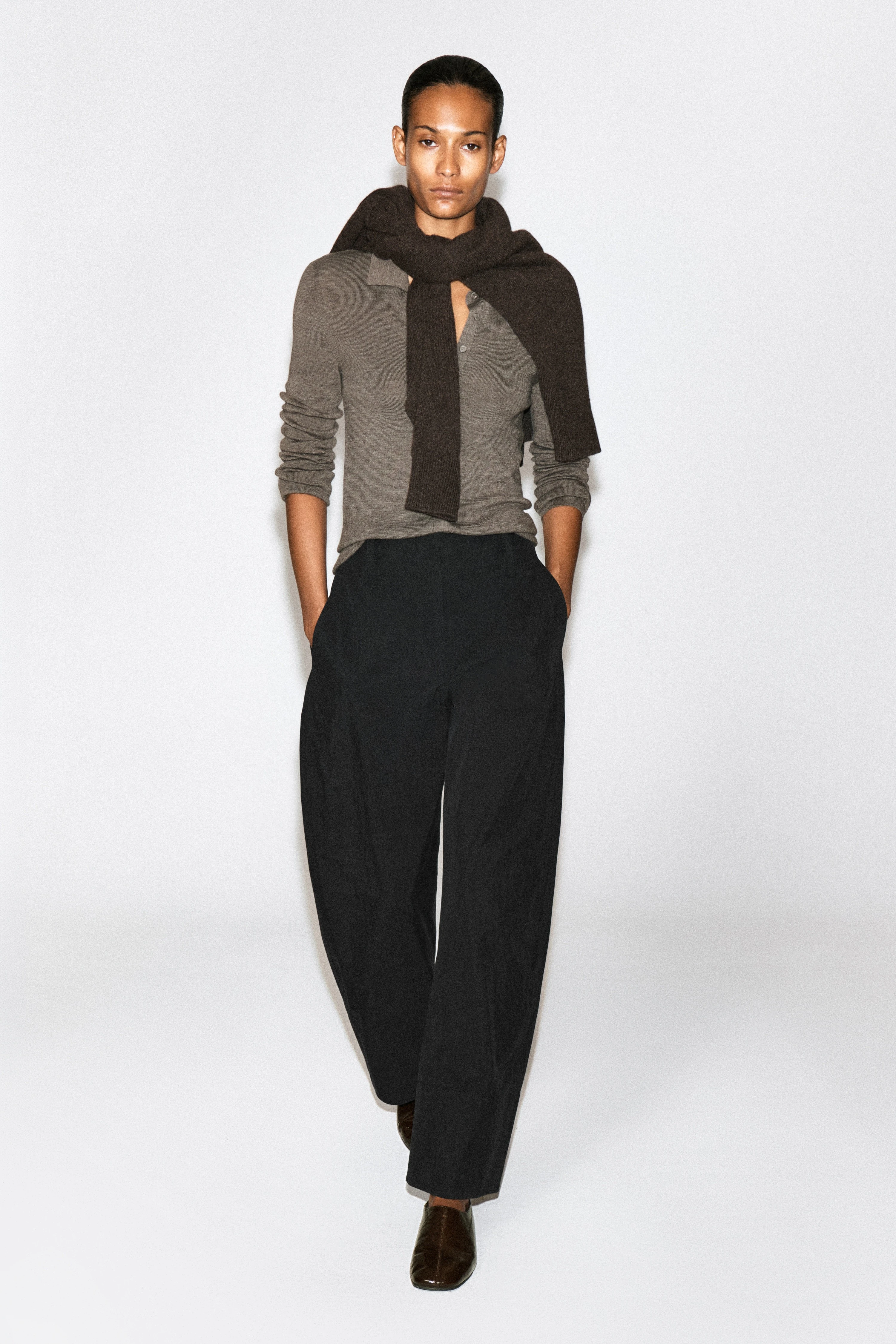 BARREL-LEG PIMA COTTON TROUSERS - 3