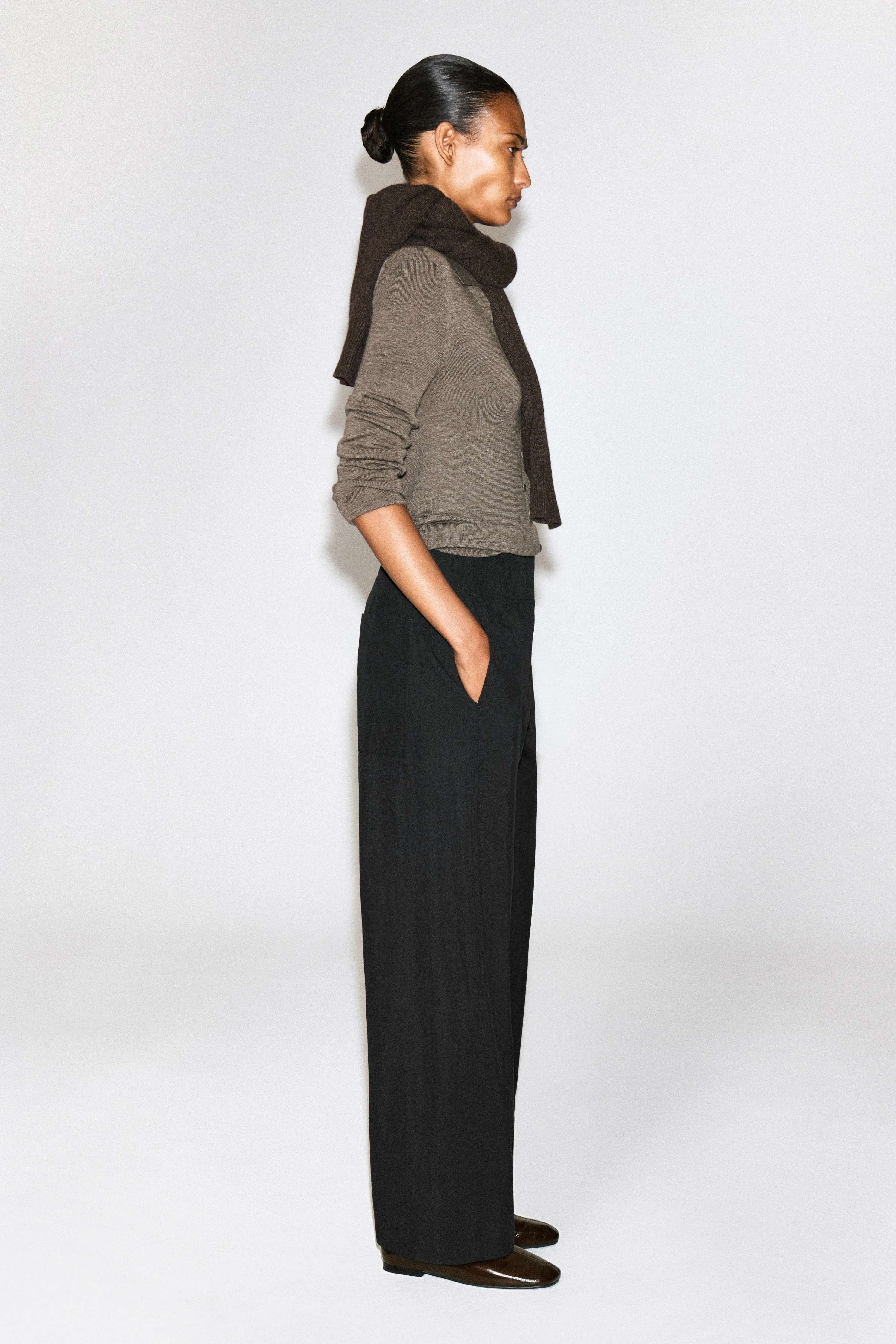 BARREL-LEG PIMA COTTON TROUSERS - 5