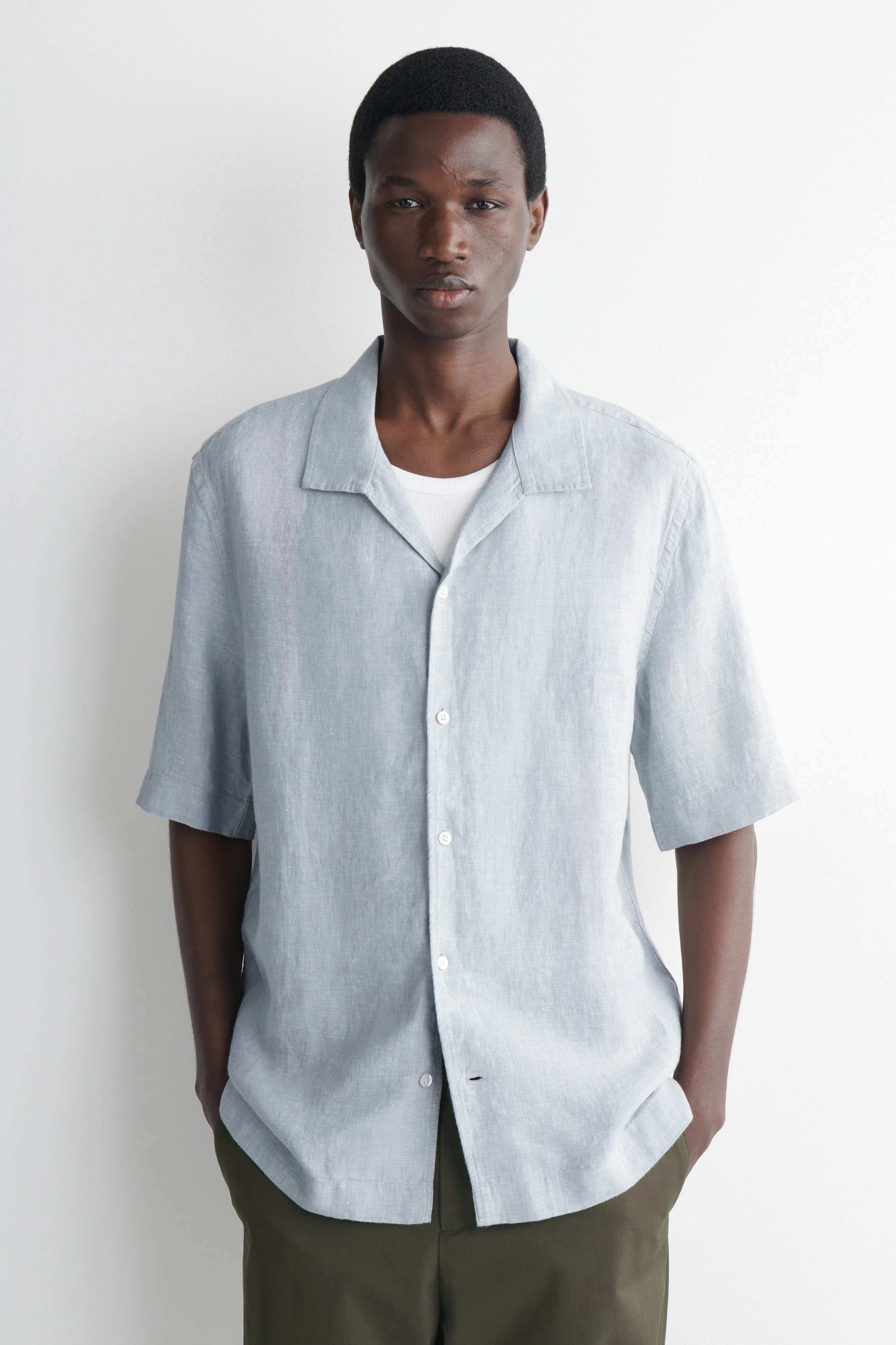 CAMP-COLLAR SHORT-SLEEVED LINEN SHIRT