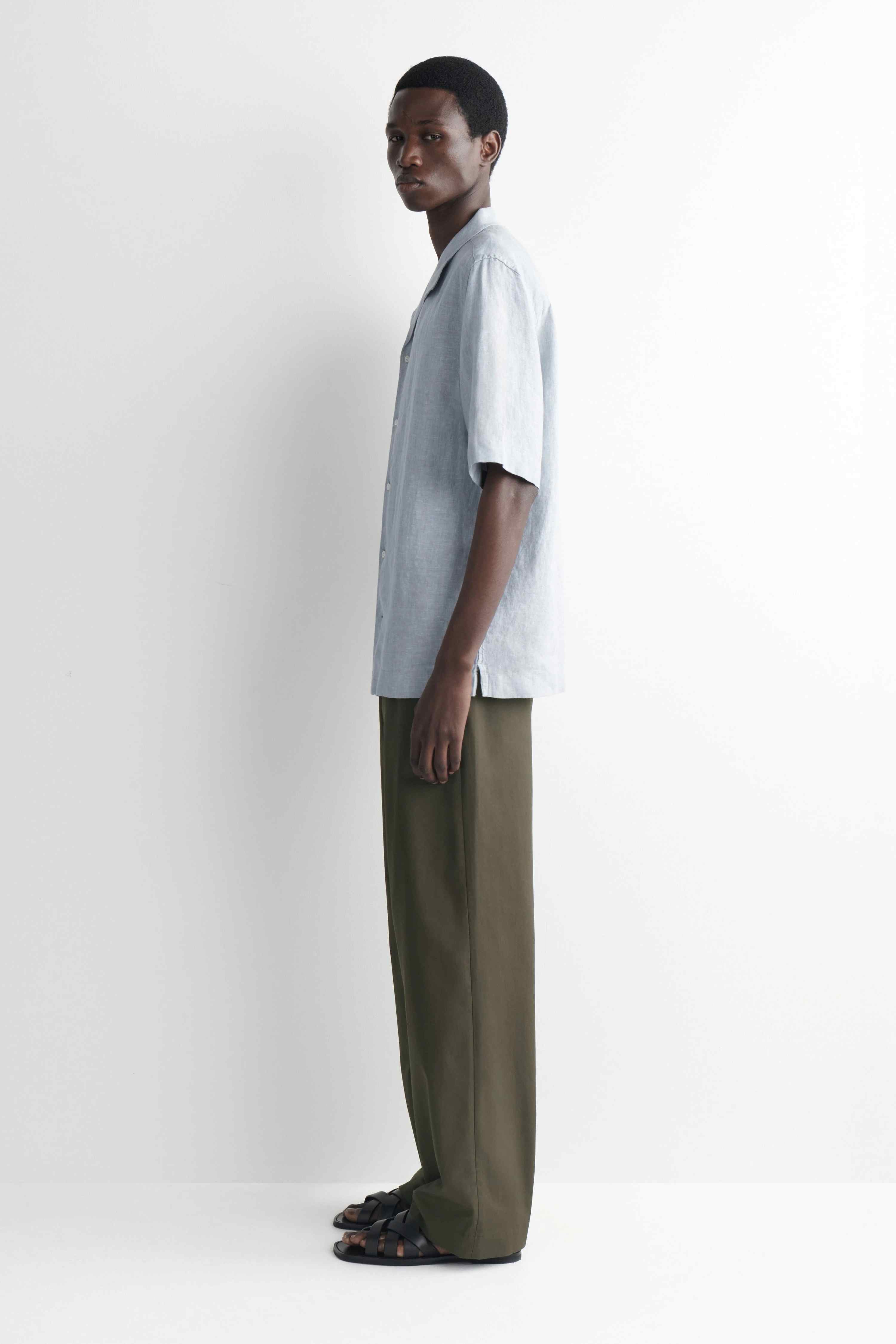 CAMP-COLLAR SHORT-SLEEVED LINEN SHIRT - 4