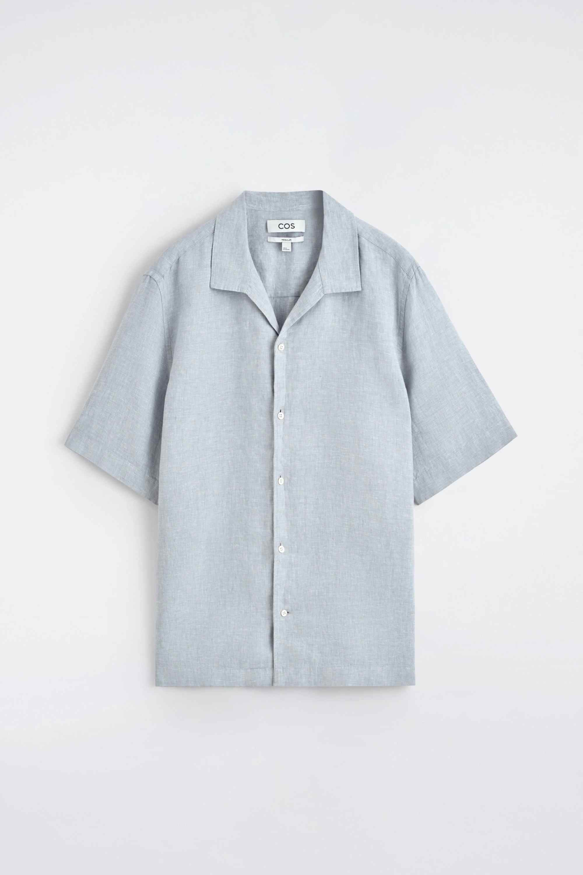 CAMP-COLLAR SHORT-SLEEVED LINEN SHIRT - 6