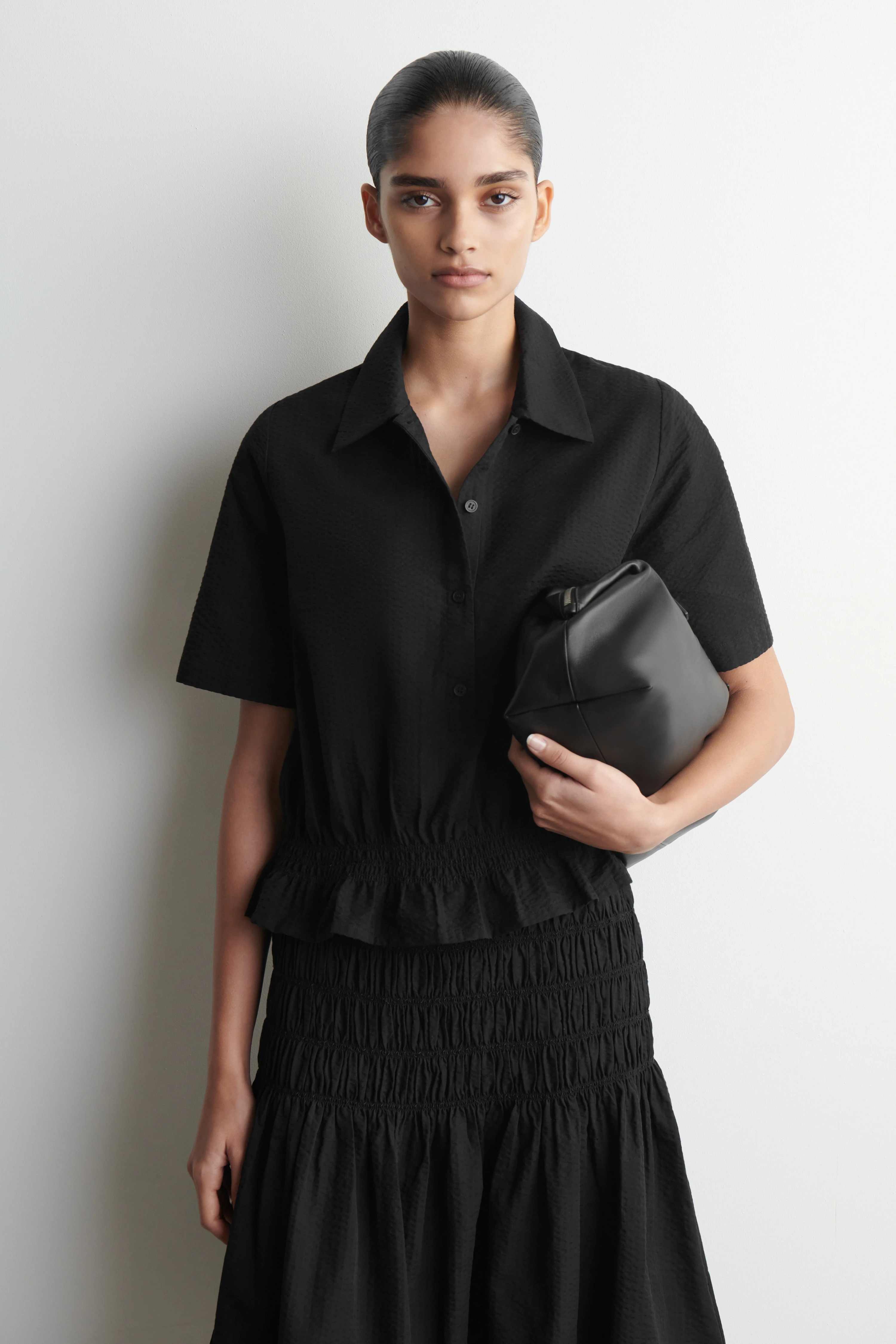 SMOCKED SEERSUCKER SHIRT - 1
