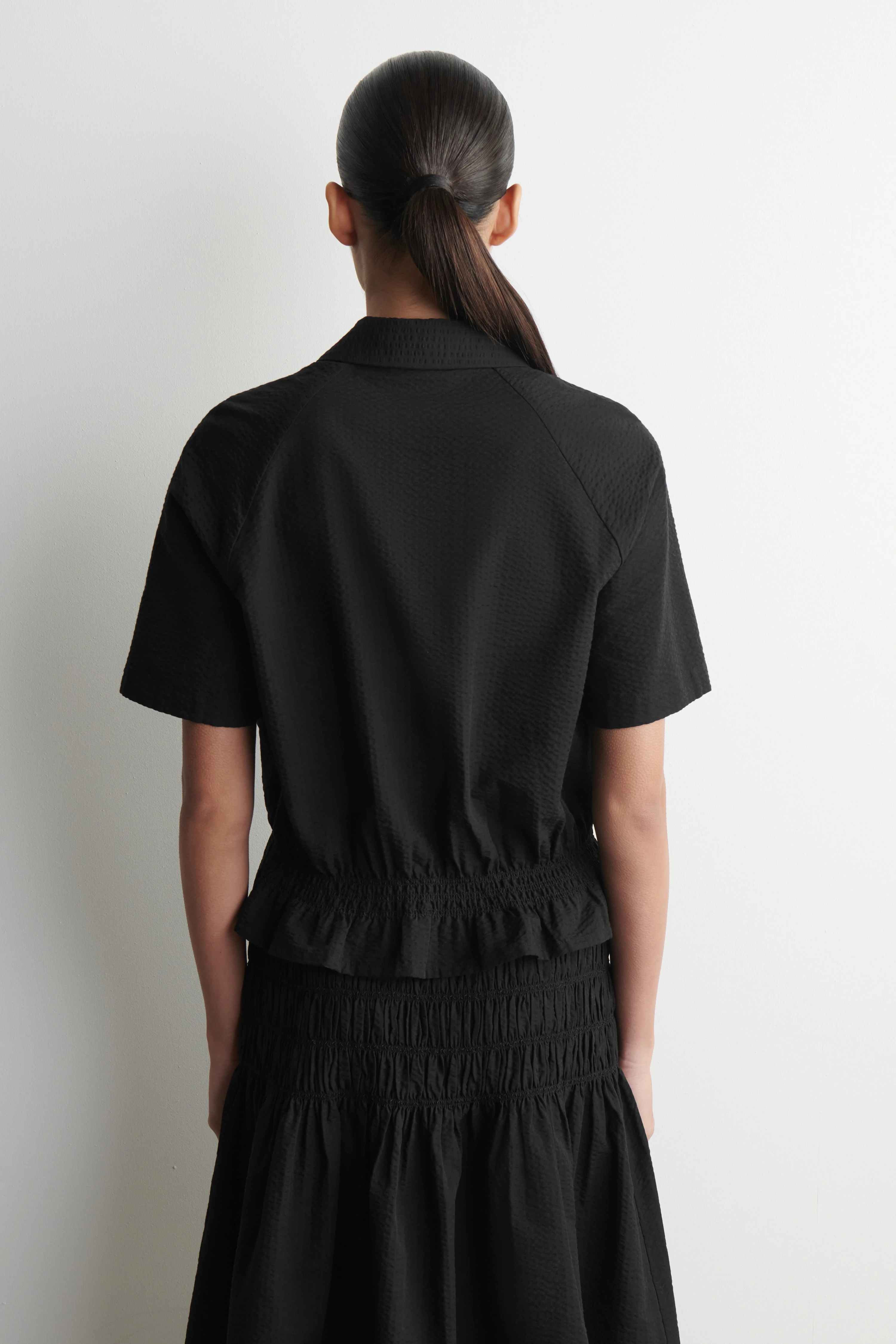 SMOCKED SEERSUCKER SHIRT - 2