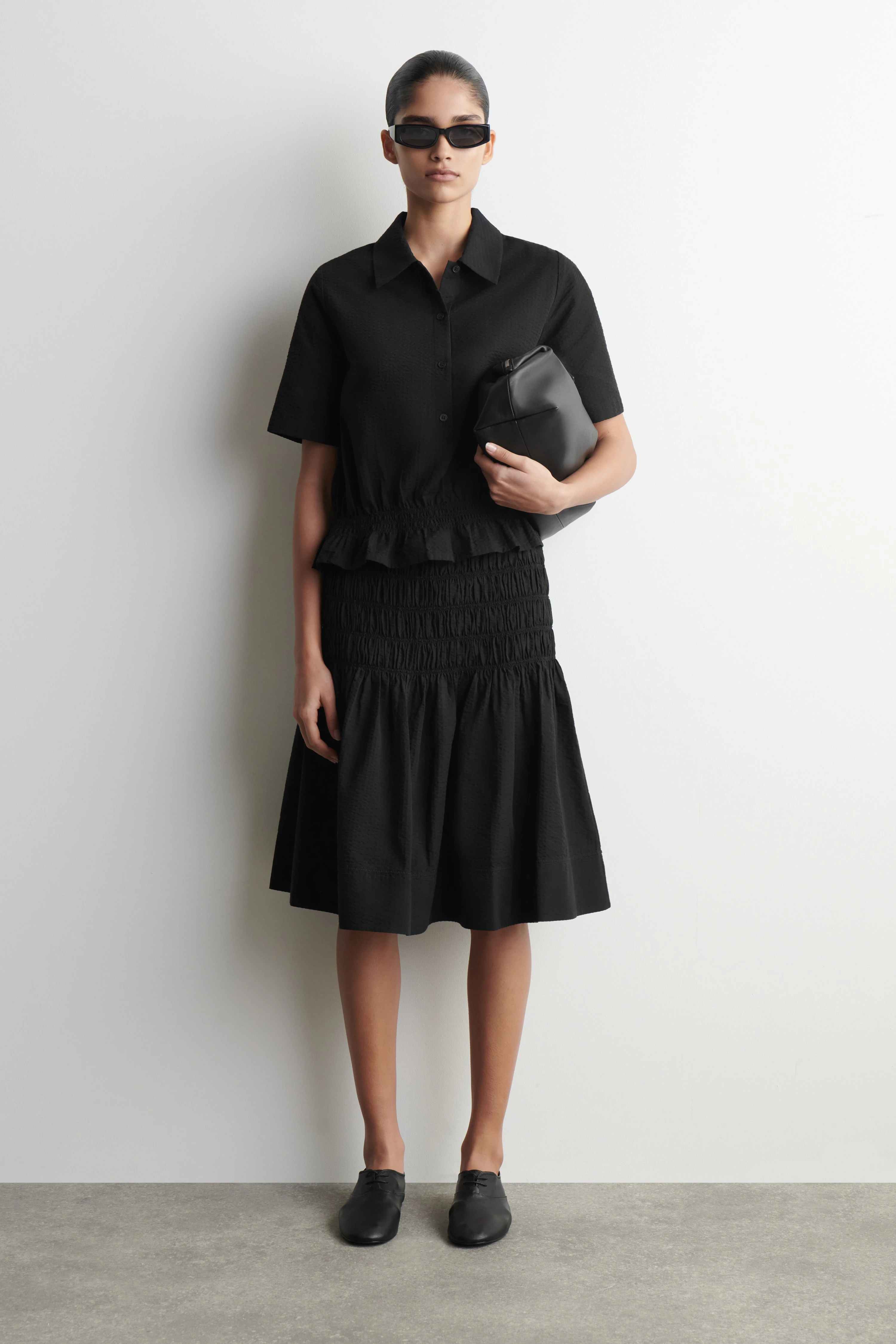 SMOCKED SEERSUCKER SHIRT - 5