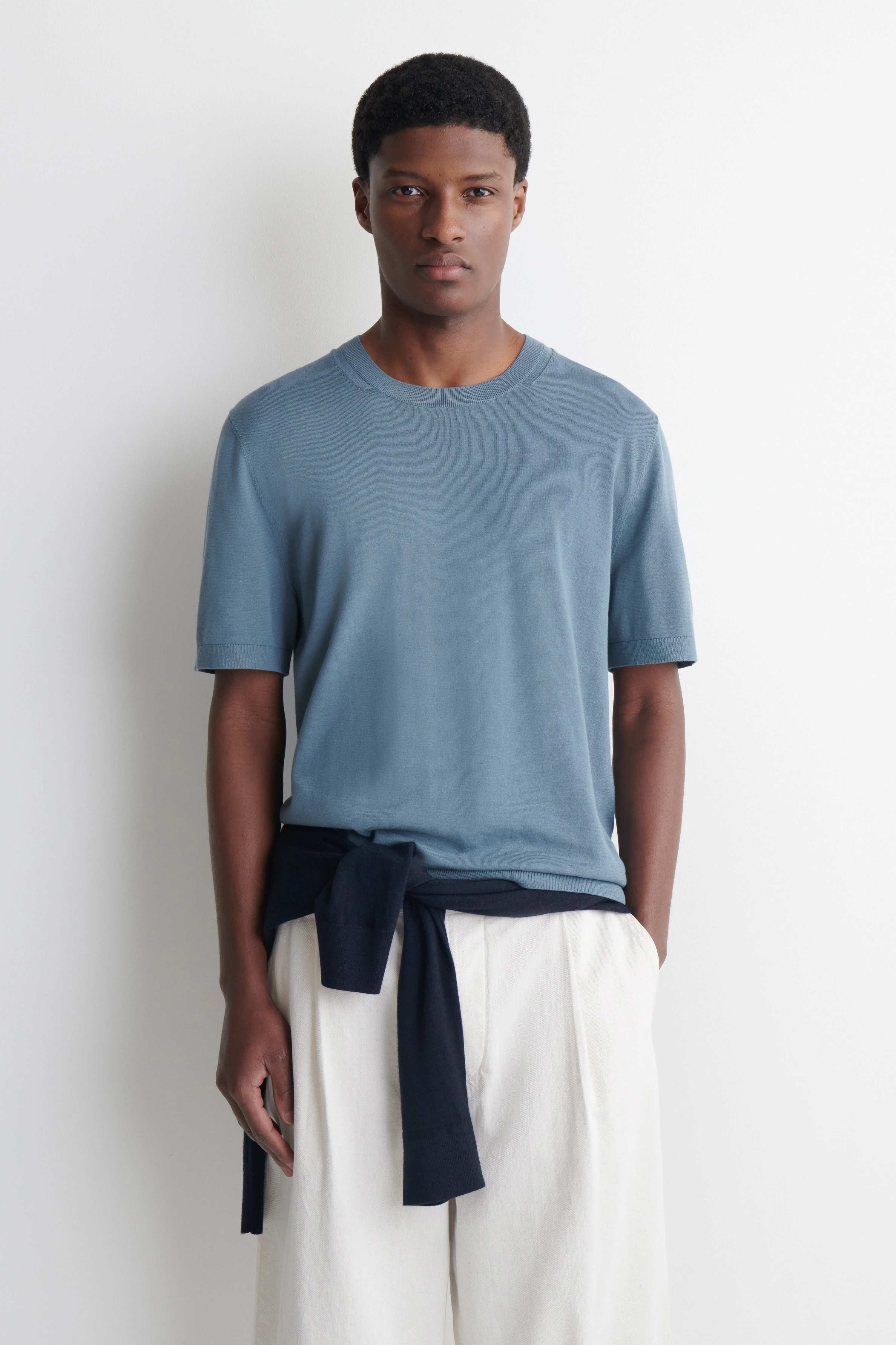 KNITTED COTTON T-SHIRT - 1