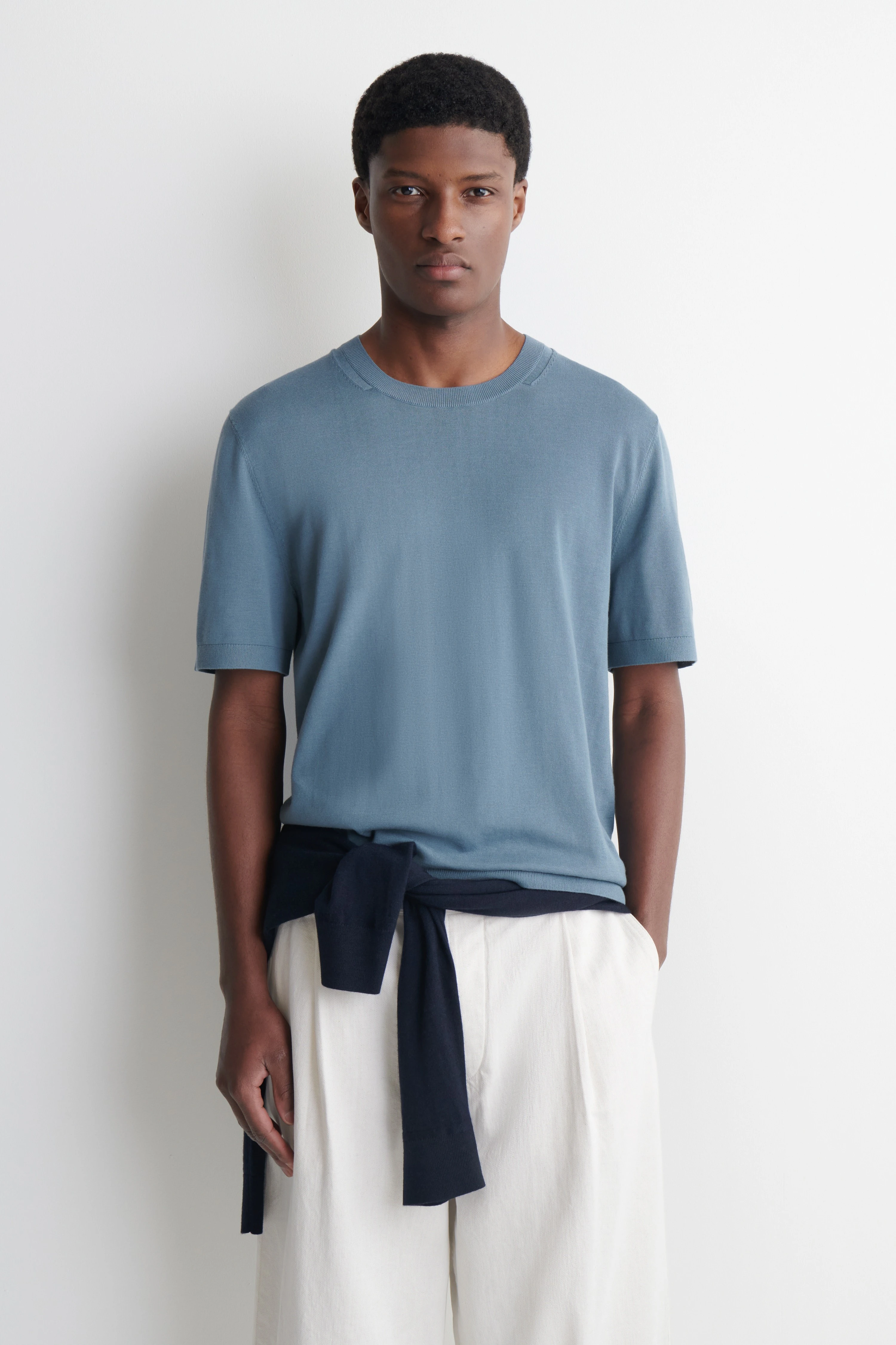 KNITTED COTTON T-SHIRT - 1