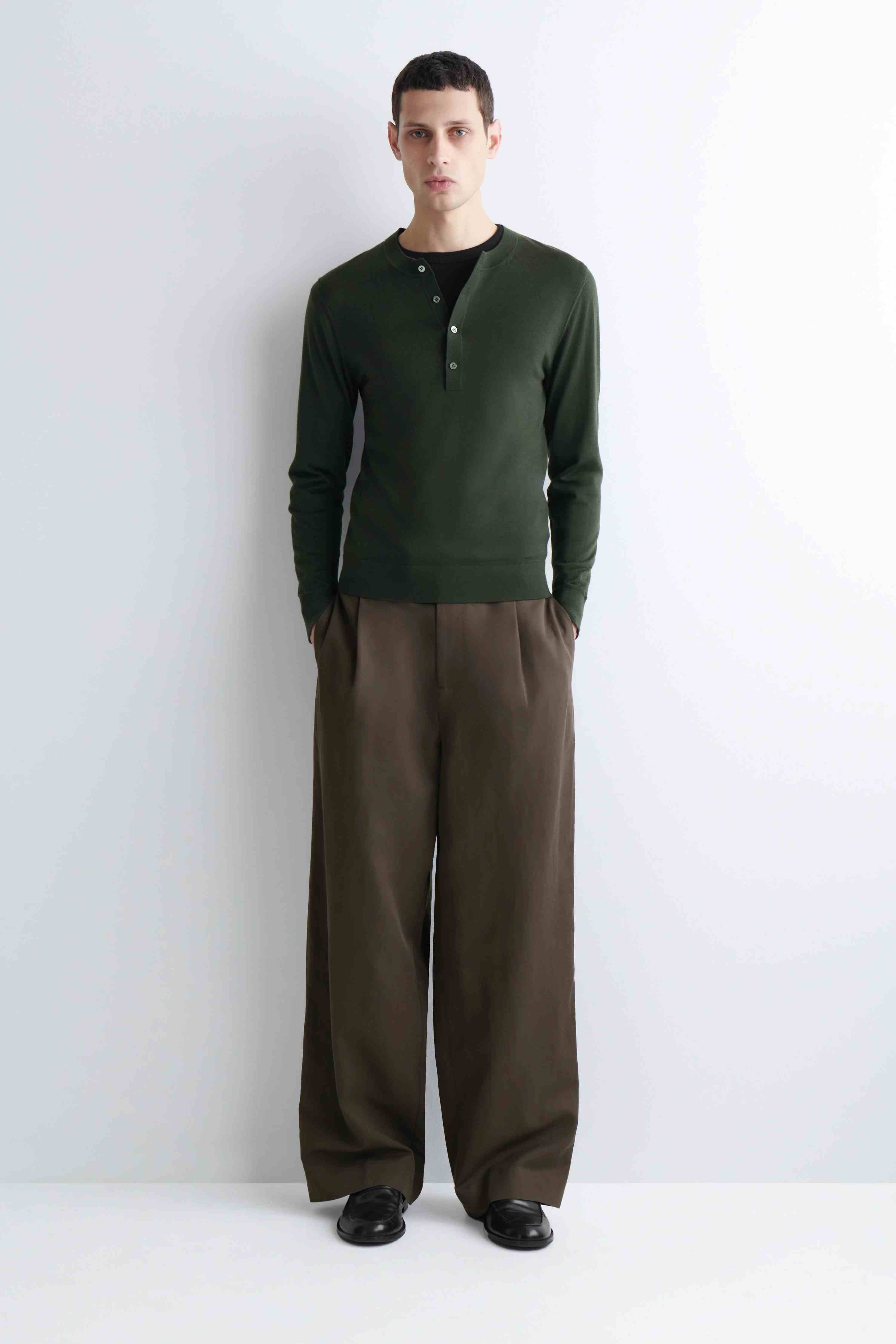 LINEN-BLEND RELAXED-FIT WIDE-LEG TROUSERS - 1