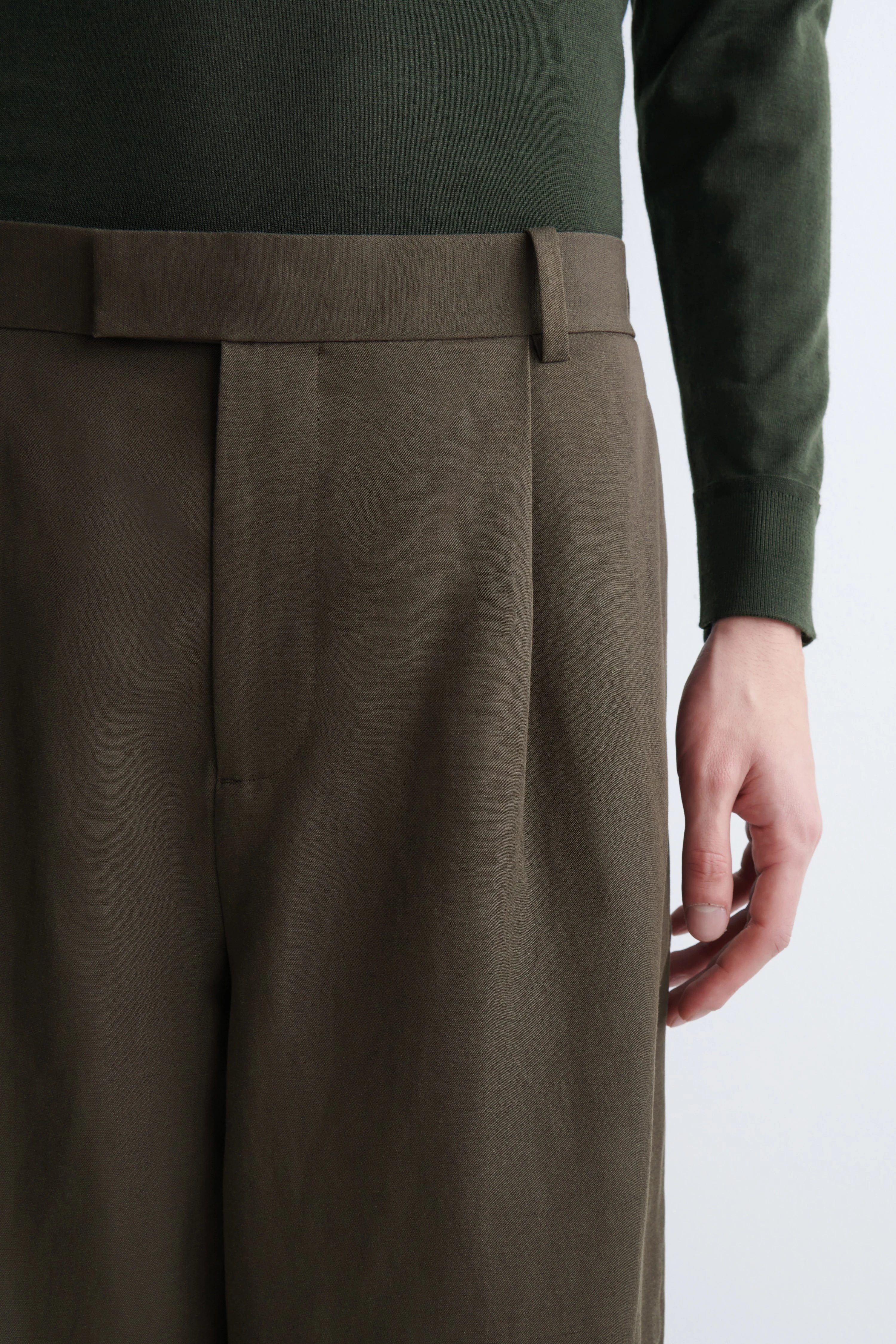 LINEN-BLEND RELAXED-FIT WIDE-LEG TROUSERS - 3