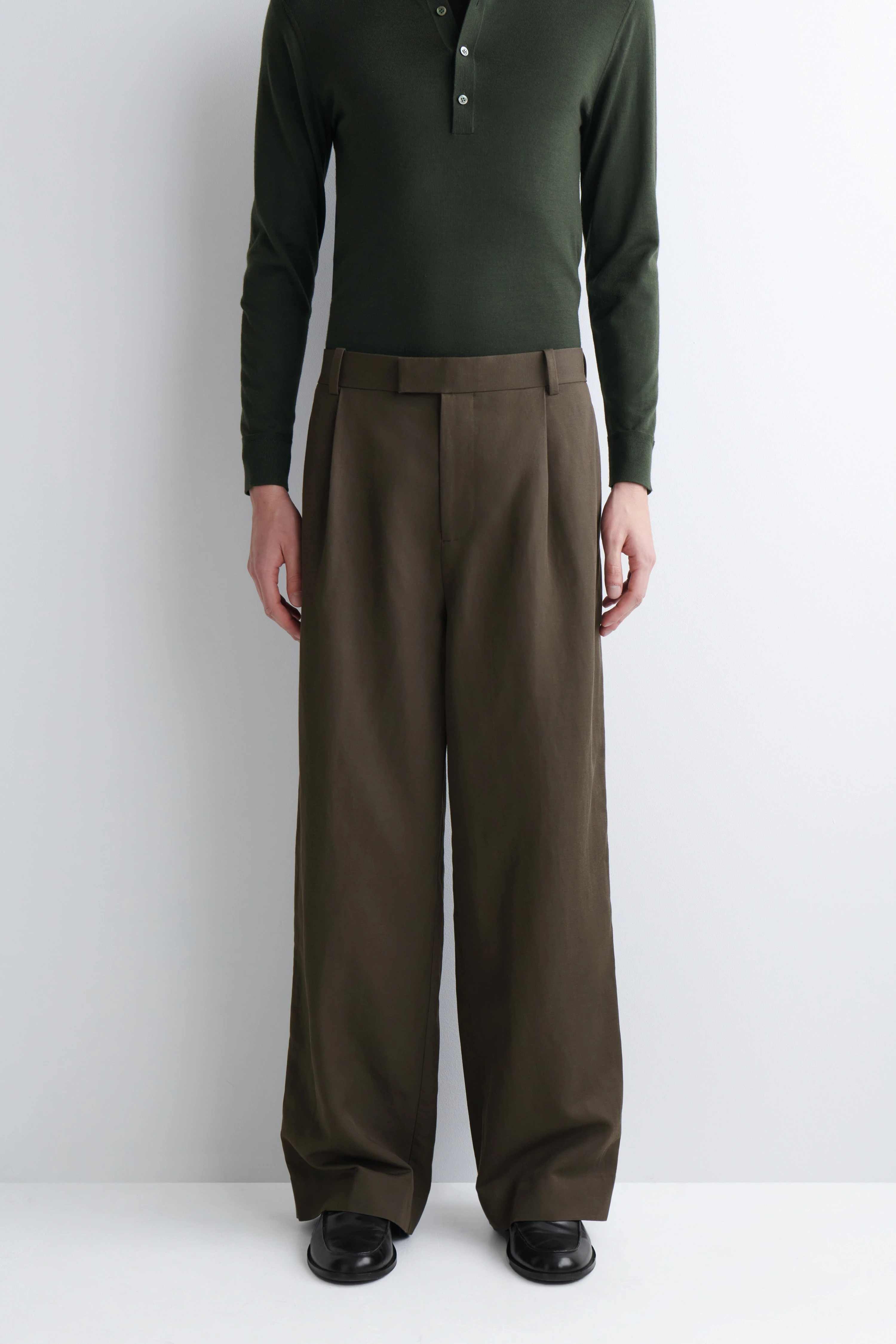 LINEN-BLEND RELAXED-FIT WIDE-LEG TROUSERS - 4