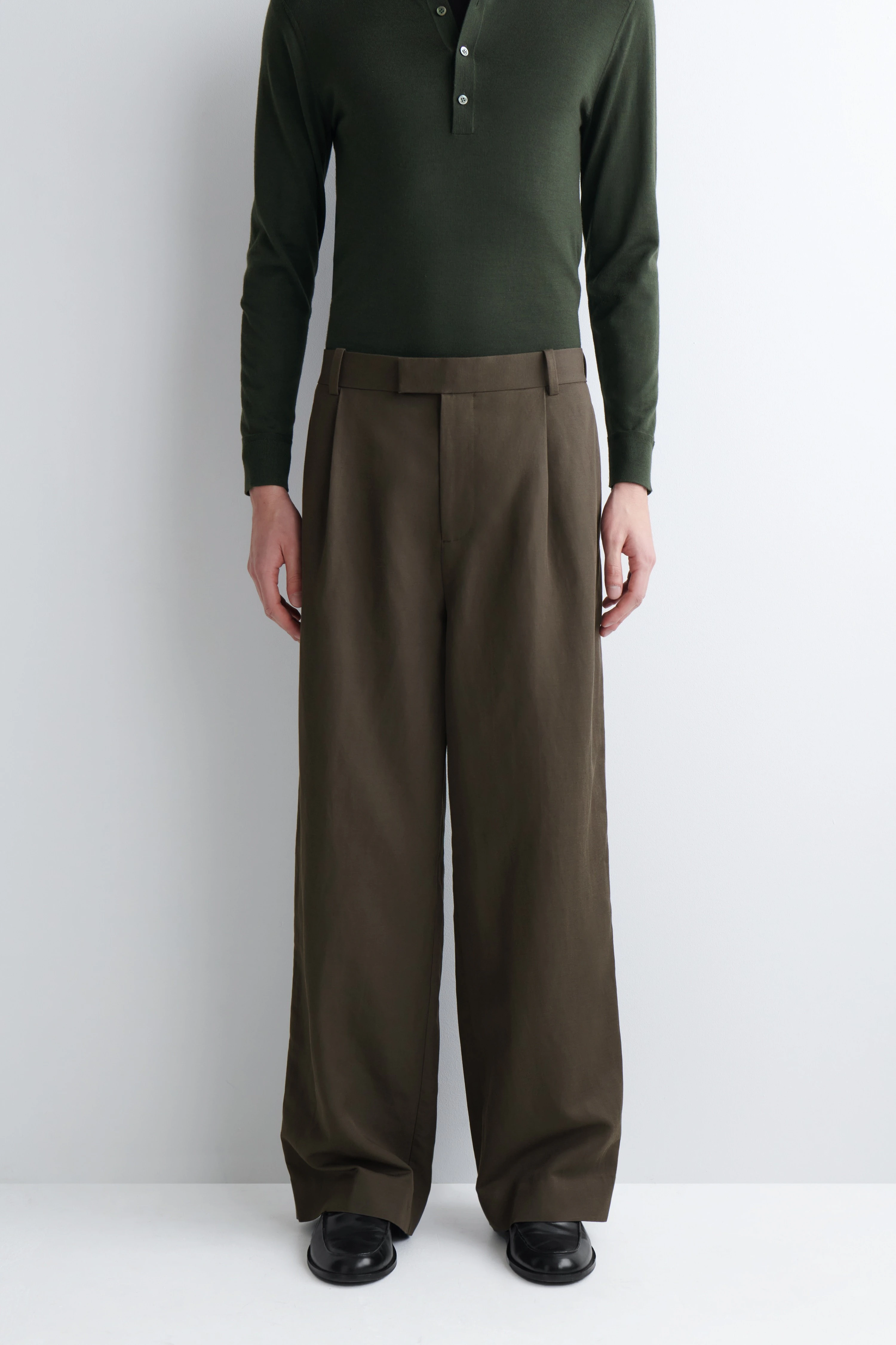 LINEN-BLEND RELAXED-FIT WIDE-LEG TROUSERS - 4