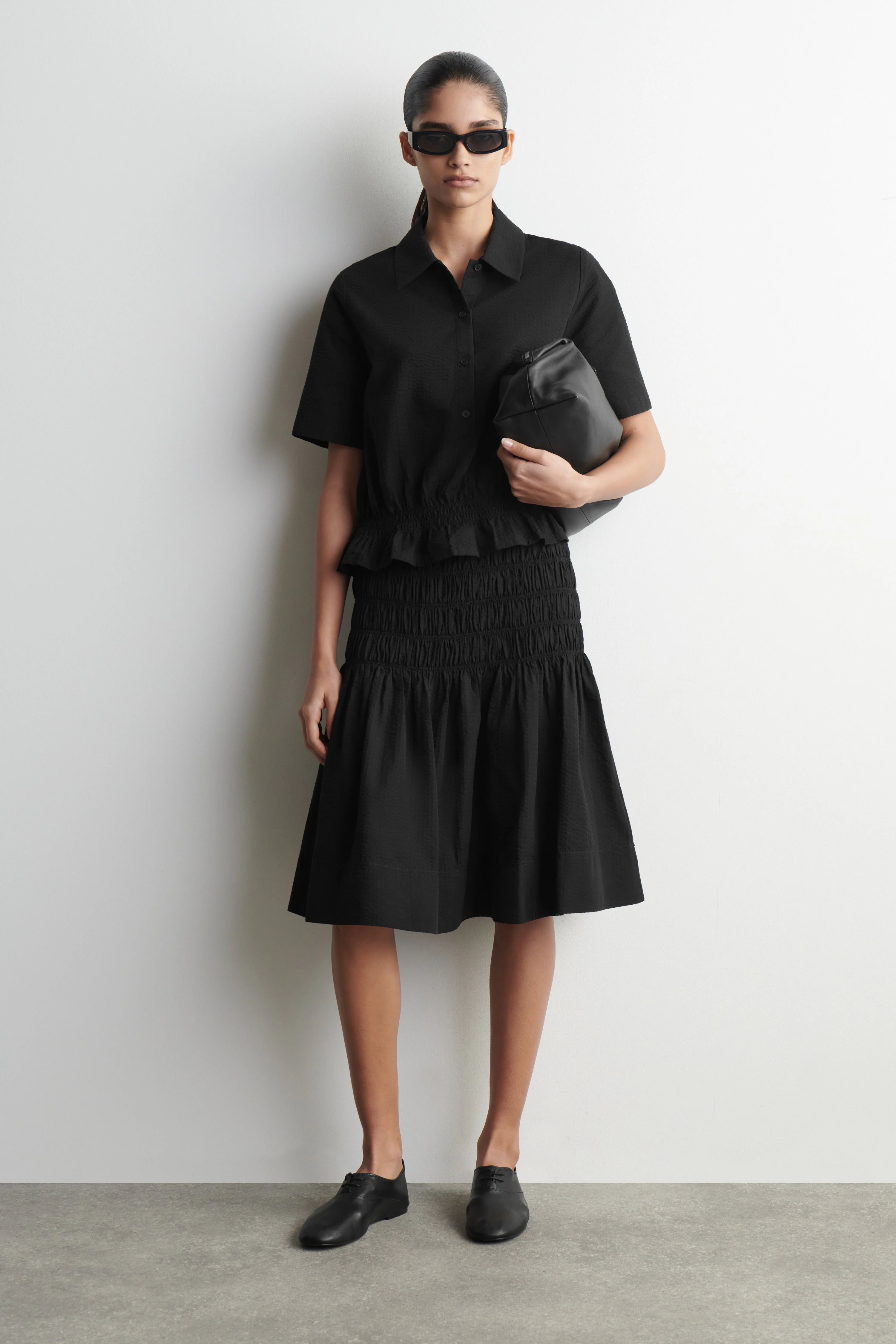 SMOCKED A-LINE SKIRT