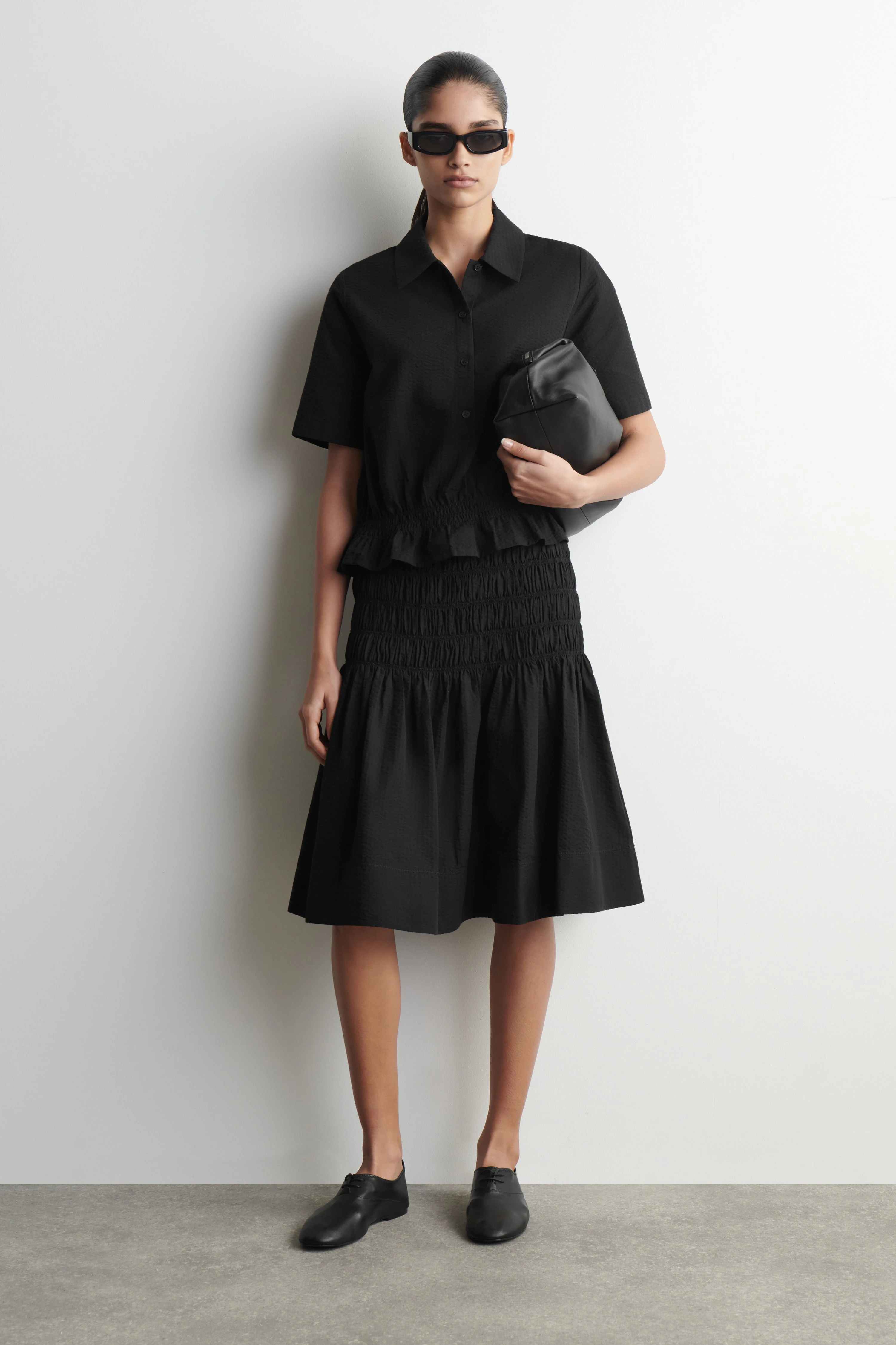 SMOCKED A-LINE SKIRT - 1