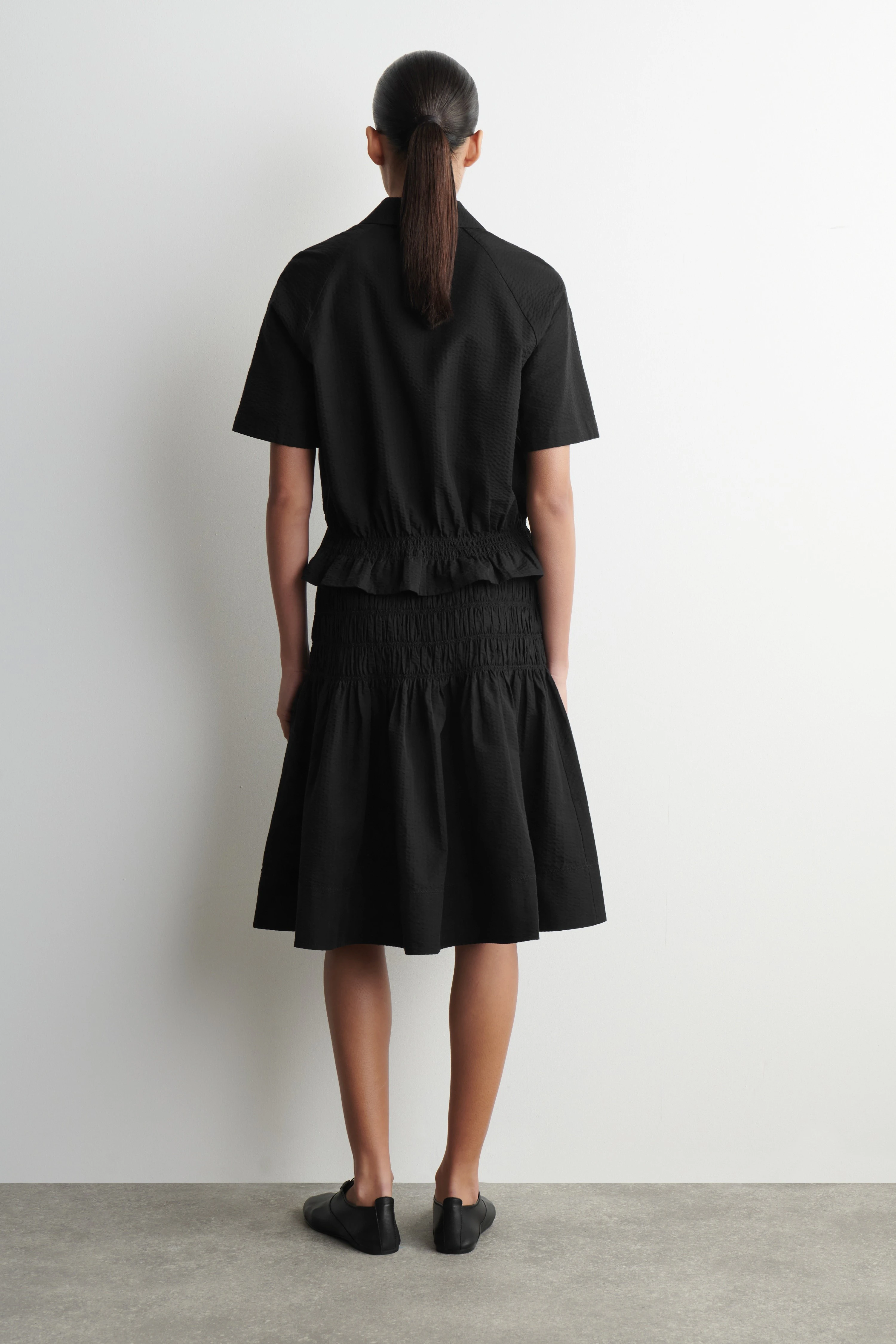 SMOCKED A-LINE SKIRT