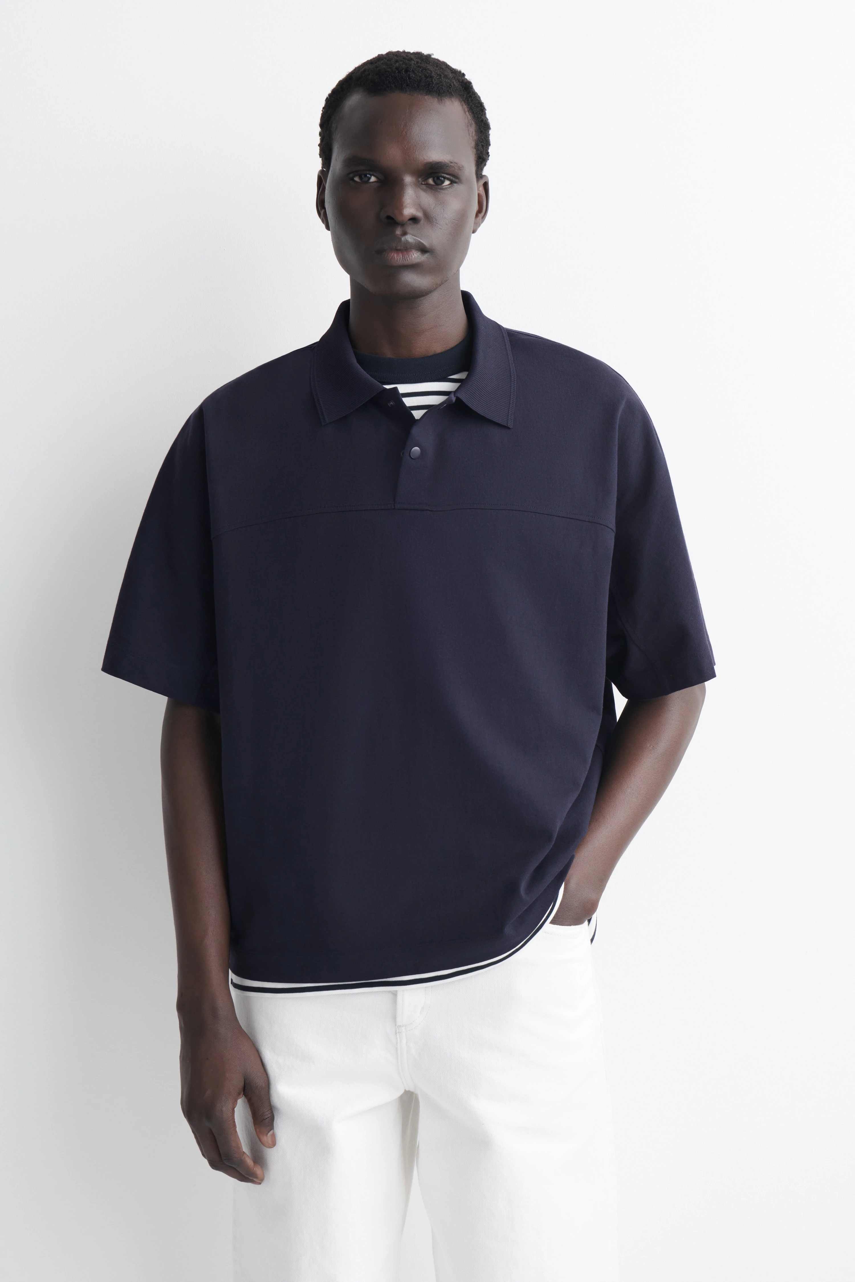 PRESS-STUD COTTON POLO SHIRT