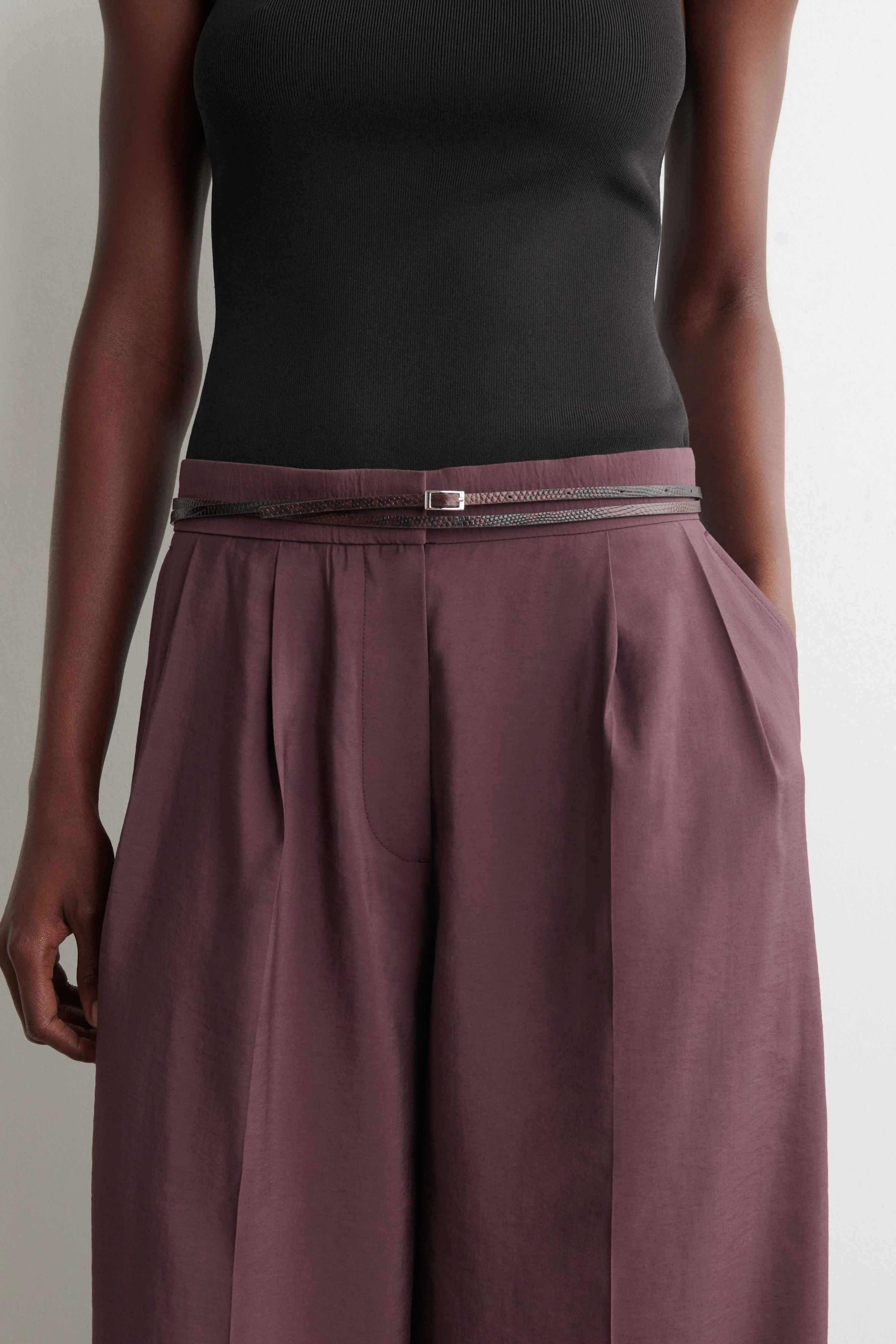 PLEATED MODAL WIDE-LEG TROUSERS - 3