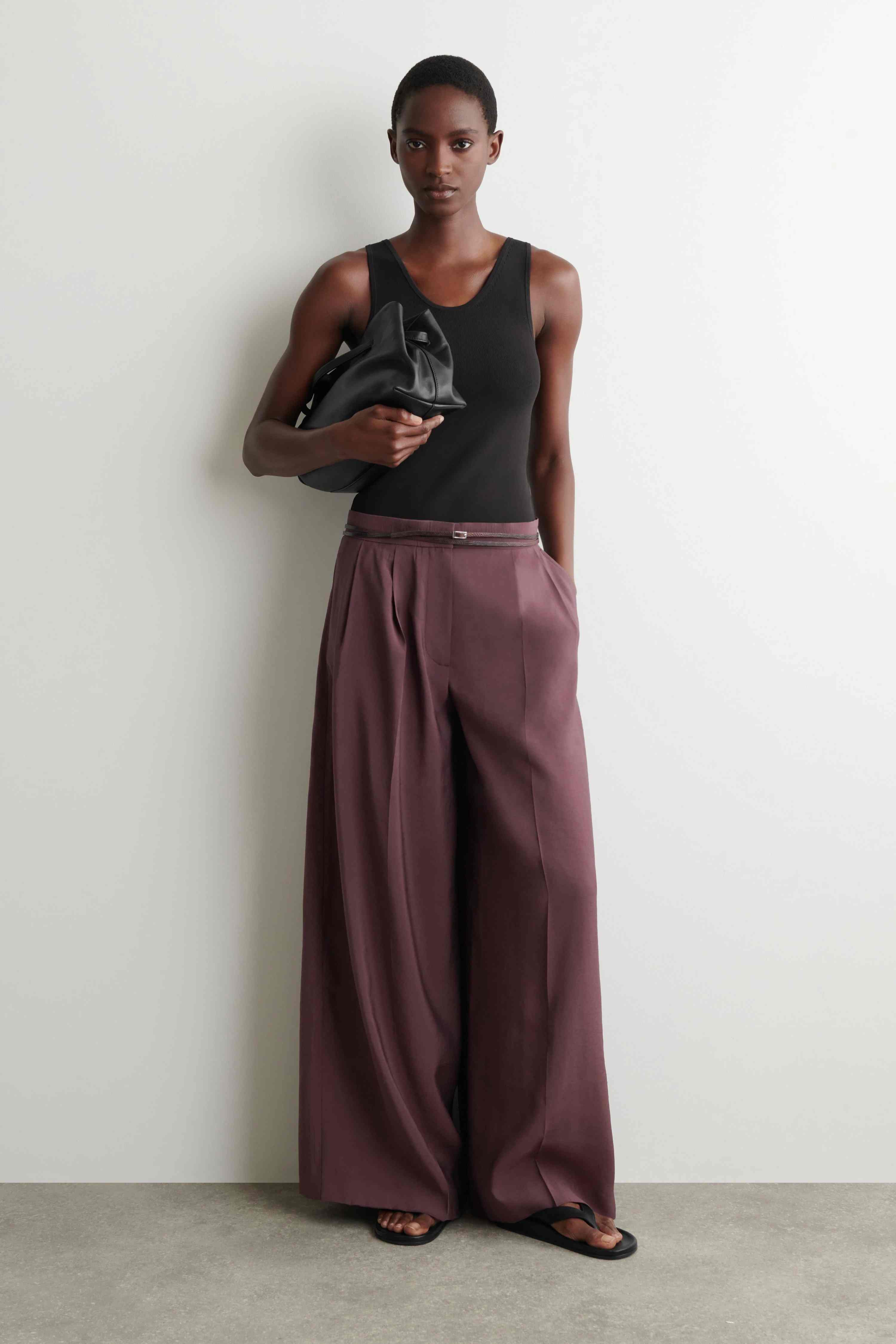 PLEATED MODAL WIDE-LEG TROUSERS - 4