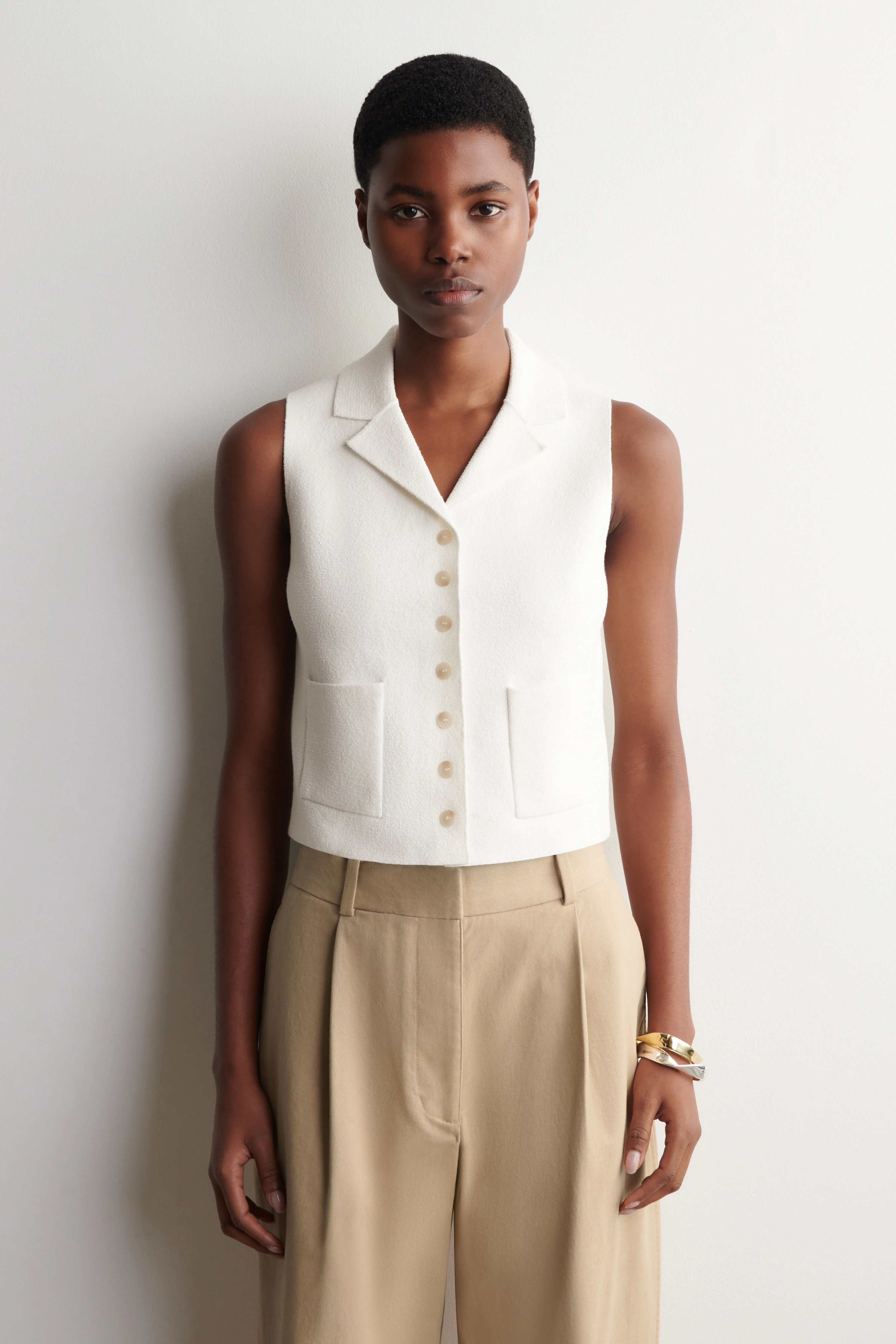 BOUCLÉ-KNIT WAISTCOAT - 1