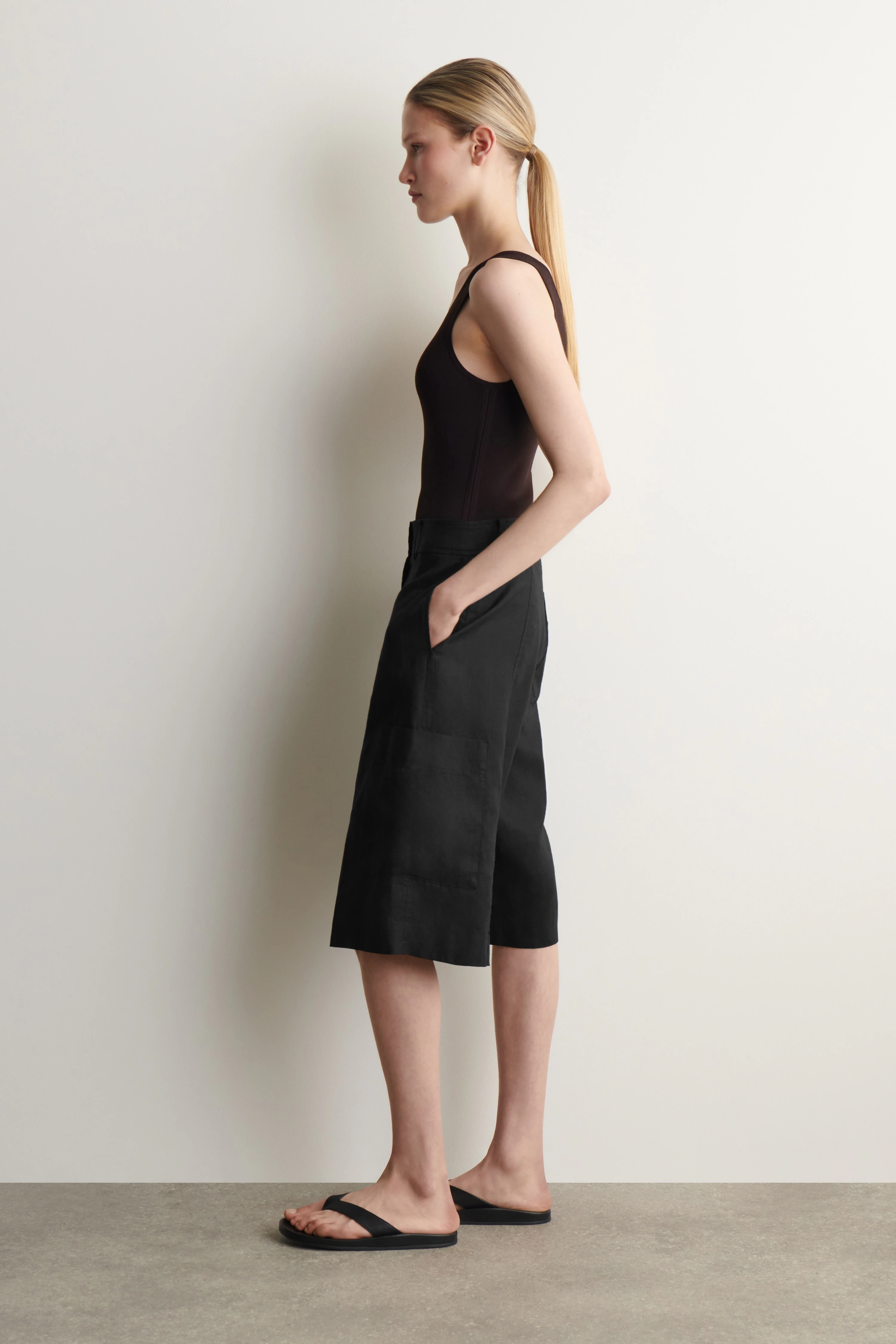 LINEN UTILITY BERMUDA SHORTS - 3