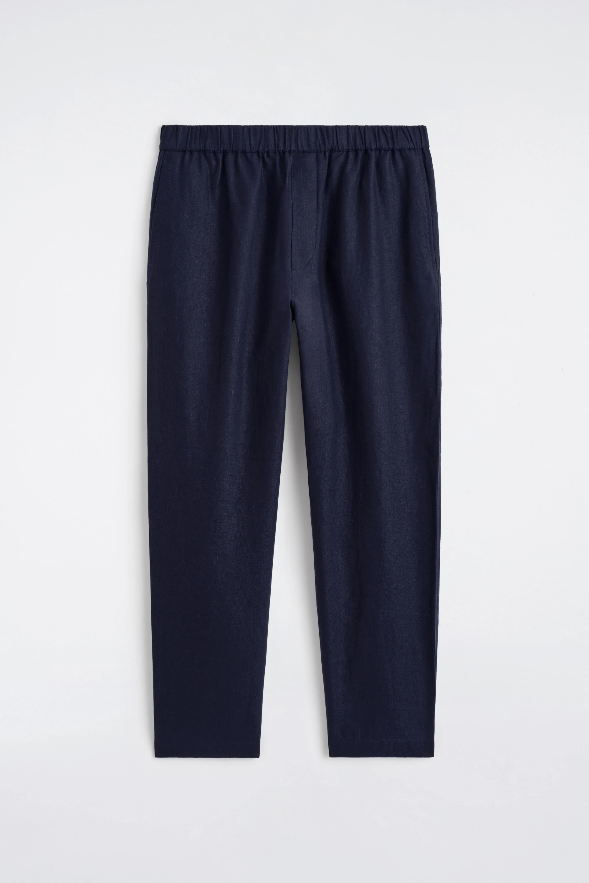 ELASTICATED LINEN REGULAR-FIT TAPERED TROUSERS - 6