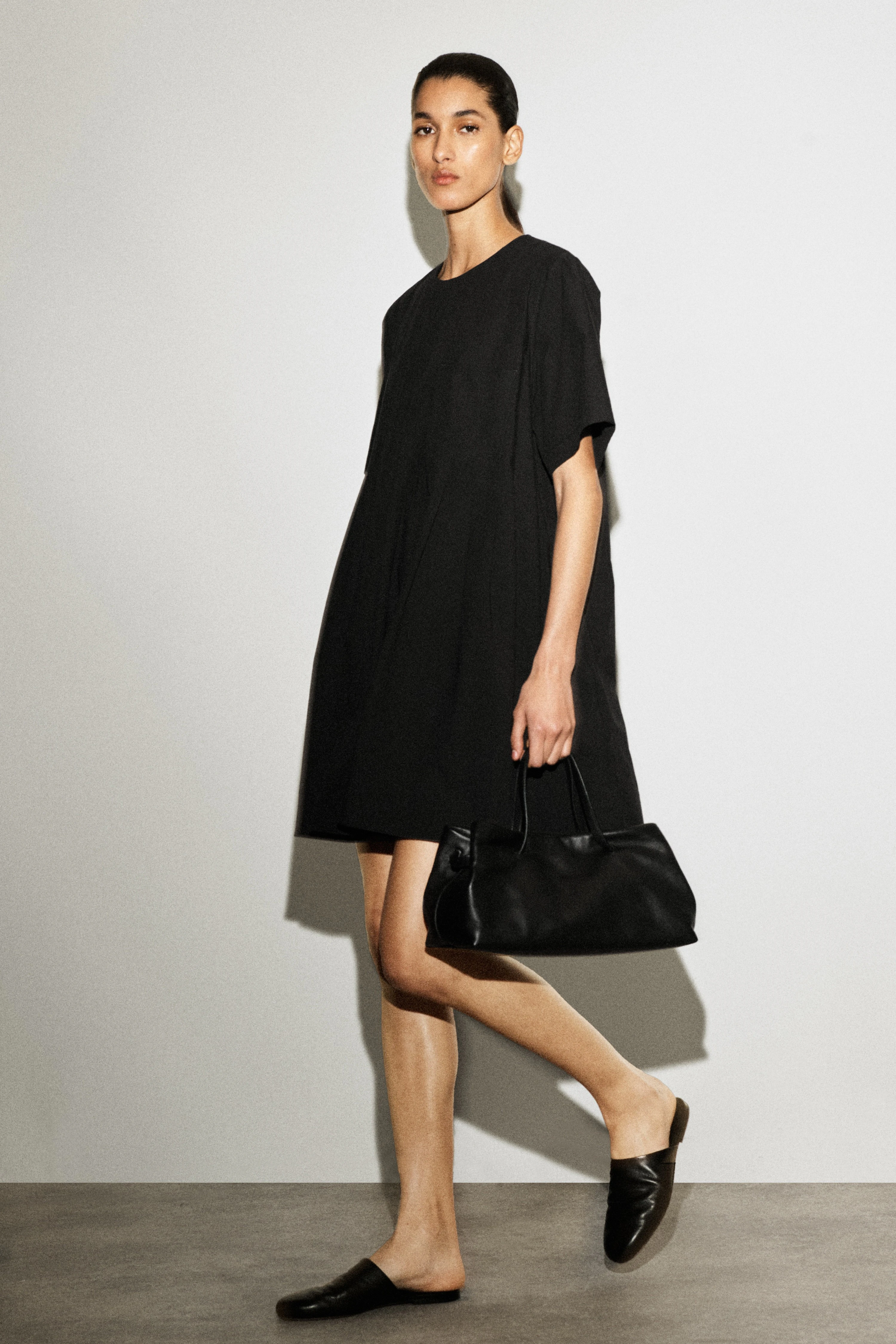 PLEATED COTTON-POPLIN MINI DRESS - 3
