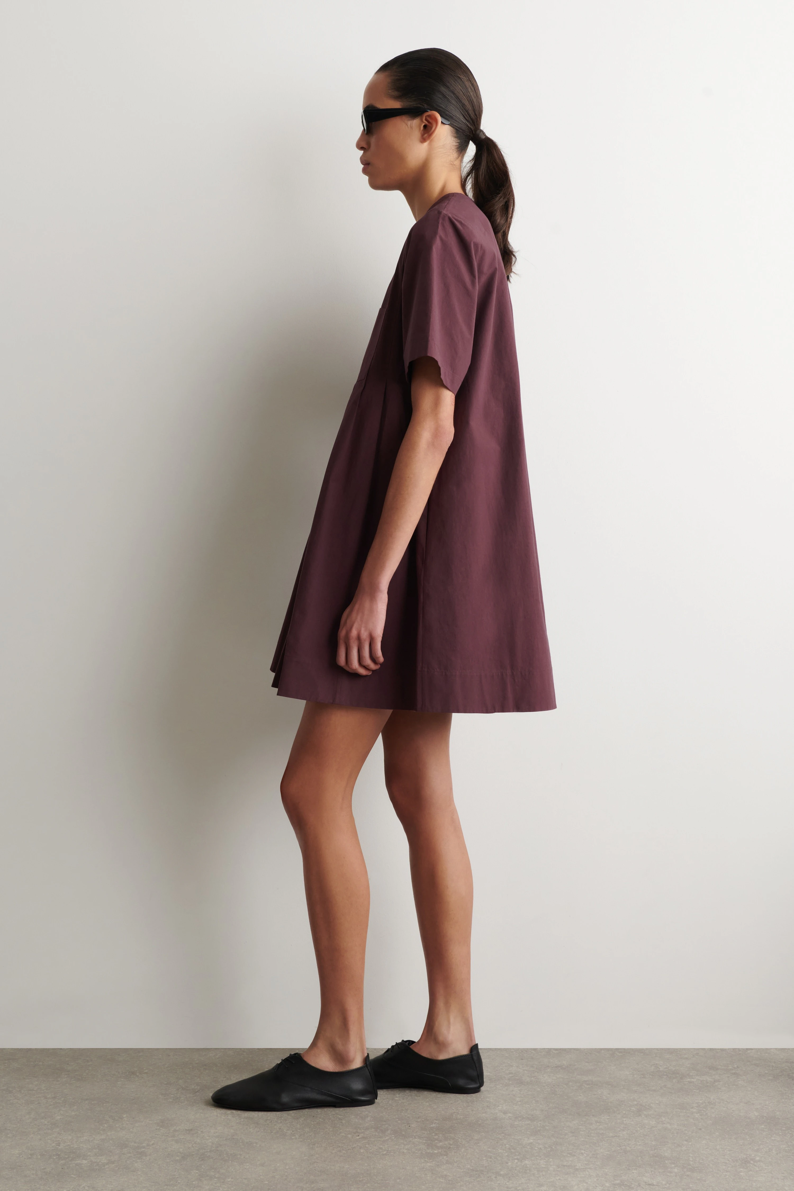 PLEATED COTTON-POPLIN MINI DRESS - 3