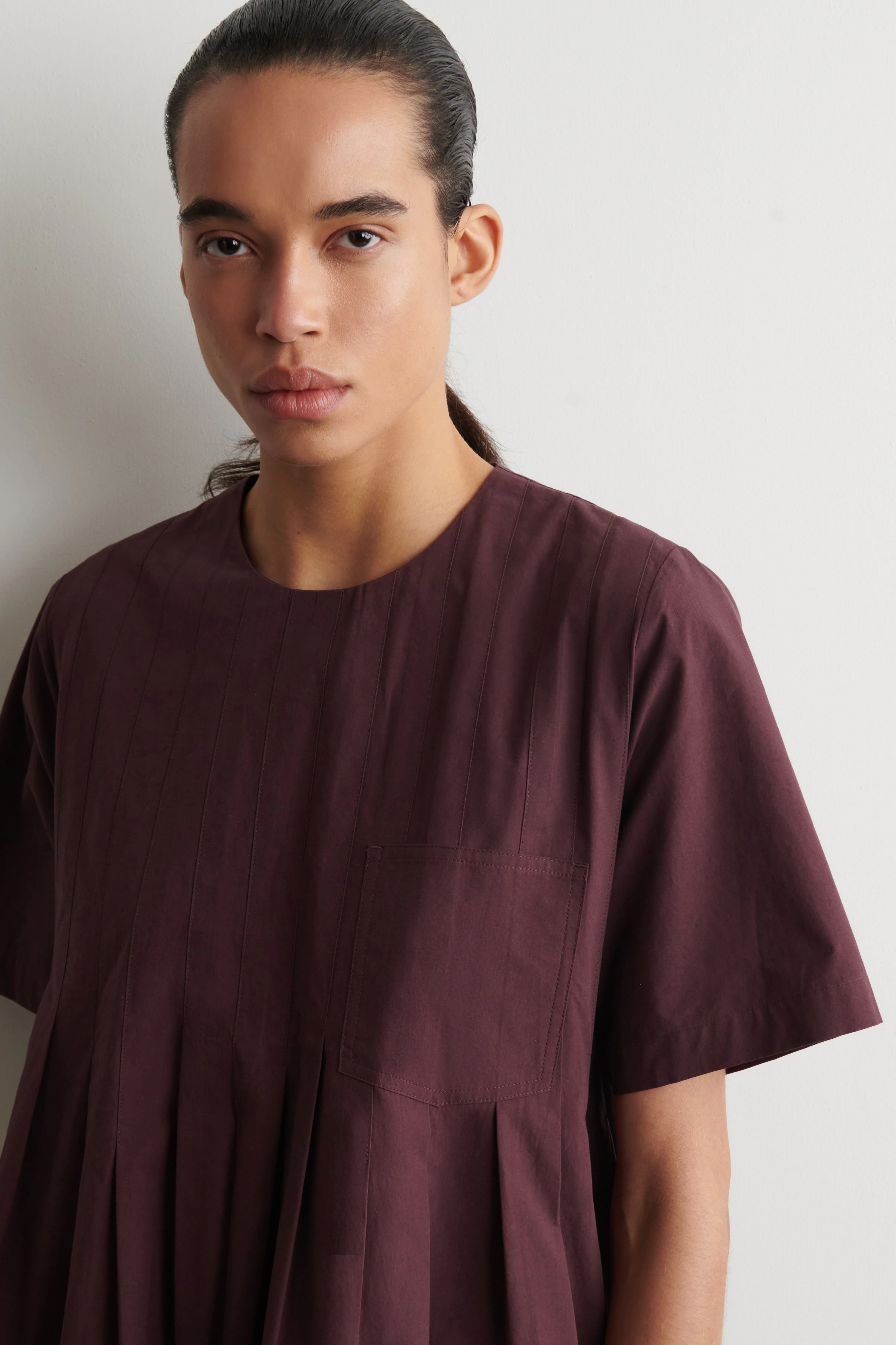 PLEATED COTTON-POPLIN MINI DRESS - 4