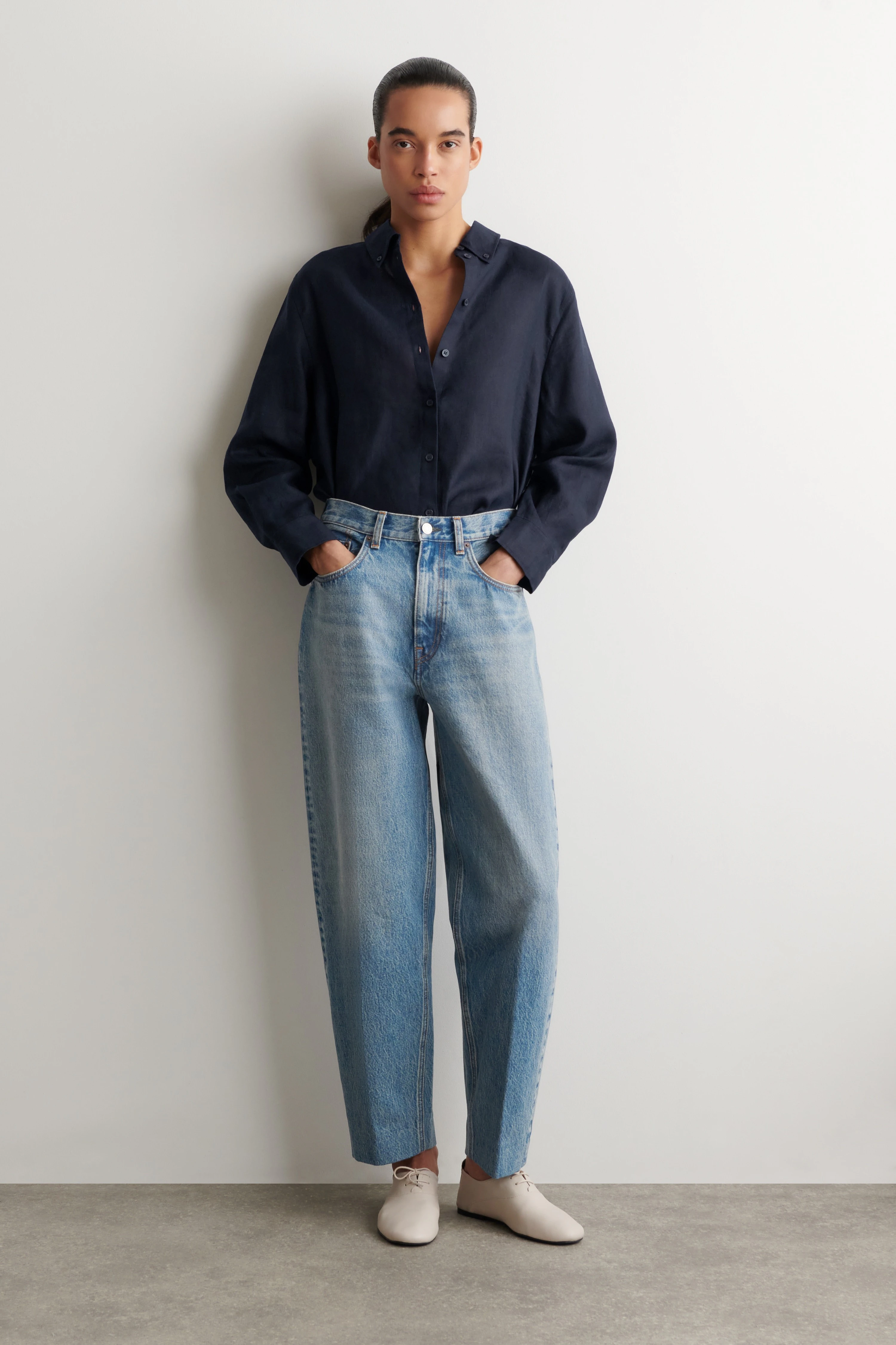 CURVED-HEM LINEN SHIRT - 4