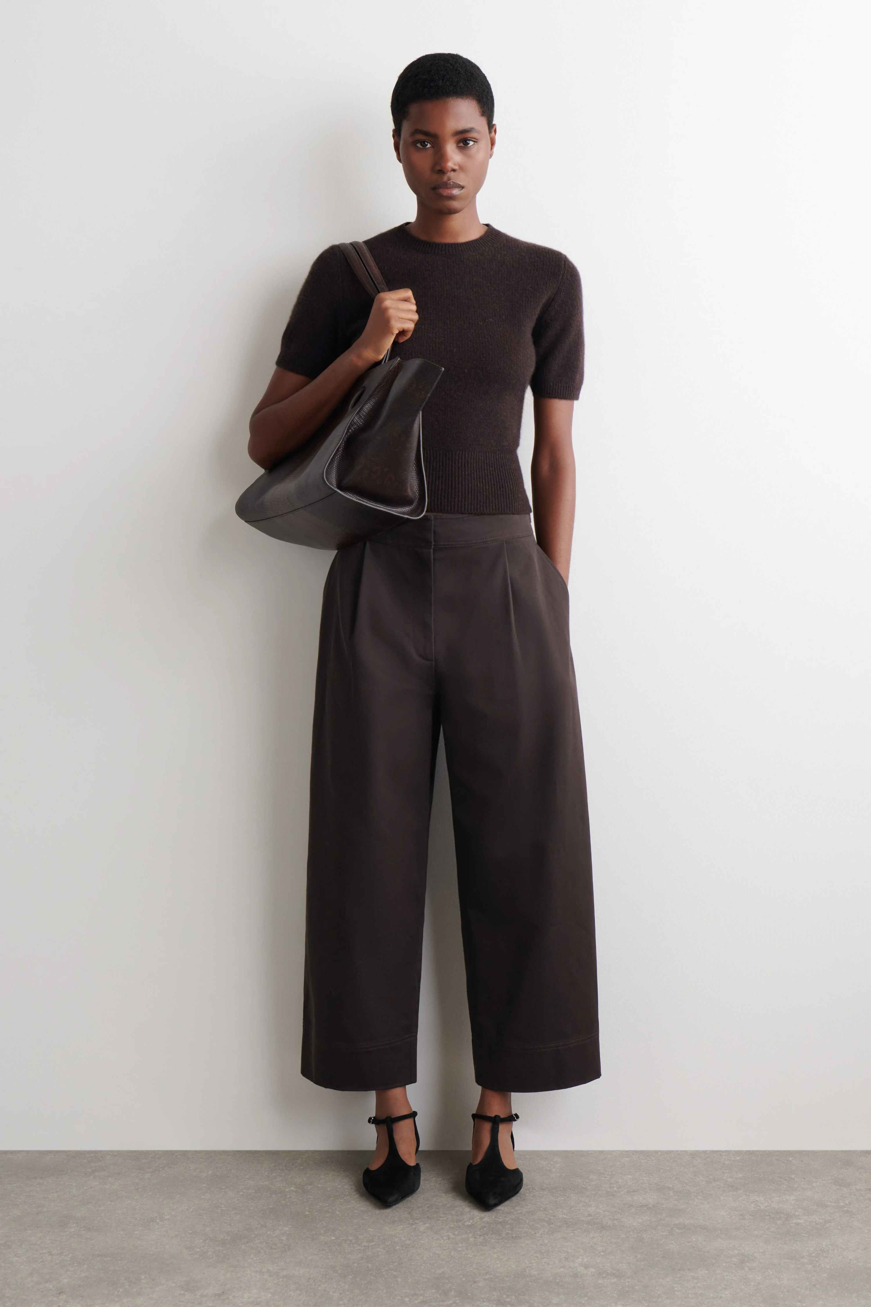 CROPPED COTTON BALLOON TROUSERS - 1